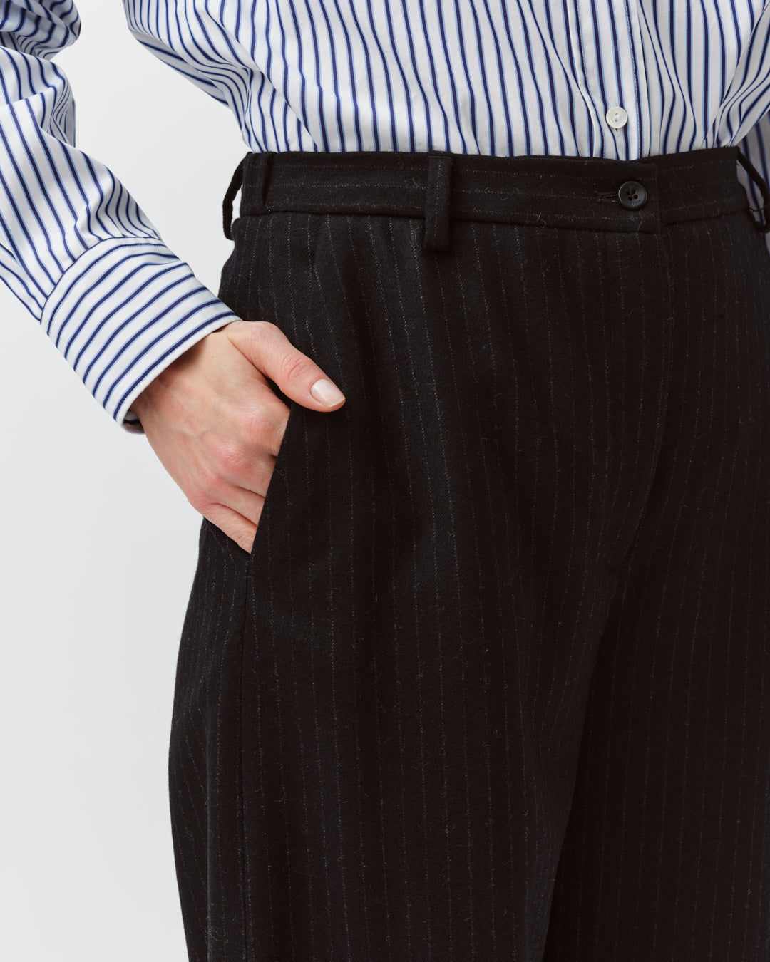 DIEGA PIEDRO pantalon rayure tennis noir ample