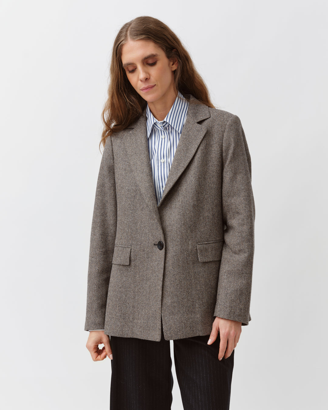 DIEGA VAQUIO veste chevron noir écru oversize