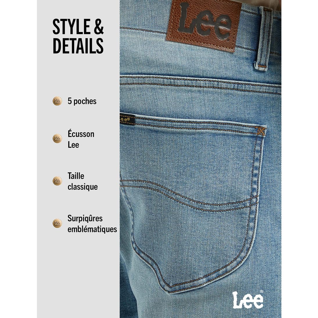 Lee Extreme Motion jean regular homme Rinse droit stretch
