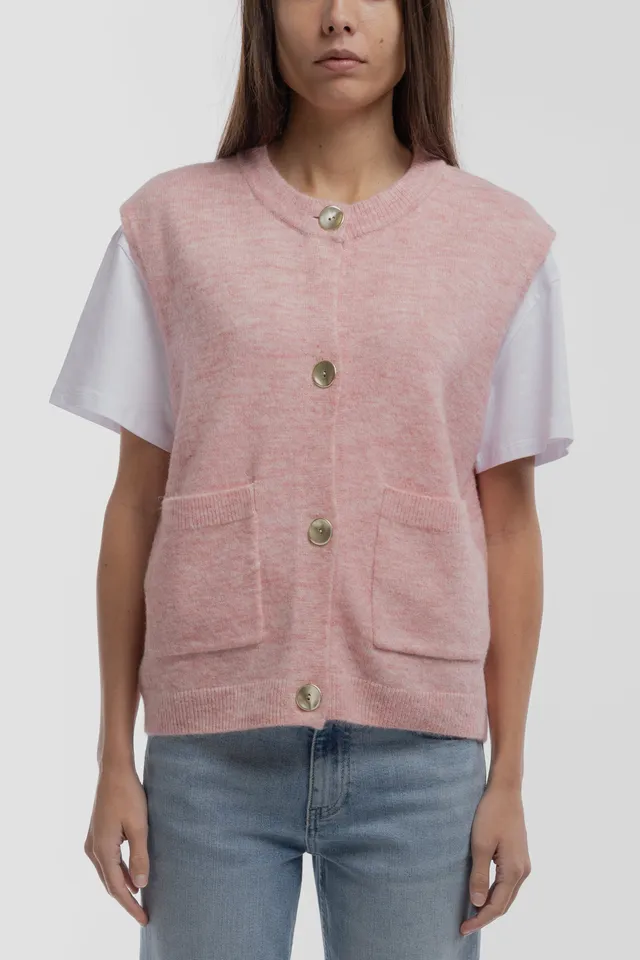 Teddy Smith G-Hazel gilet sans manches vieux rose boutons