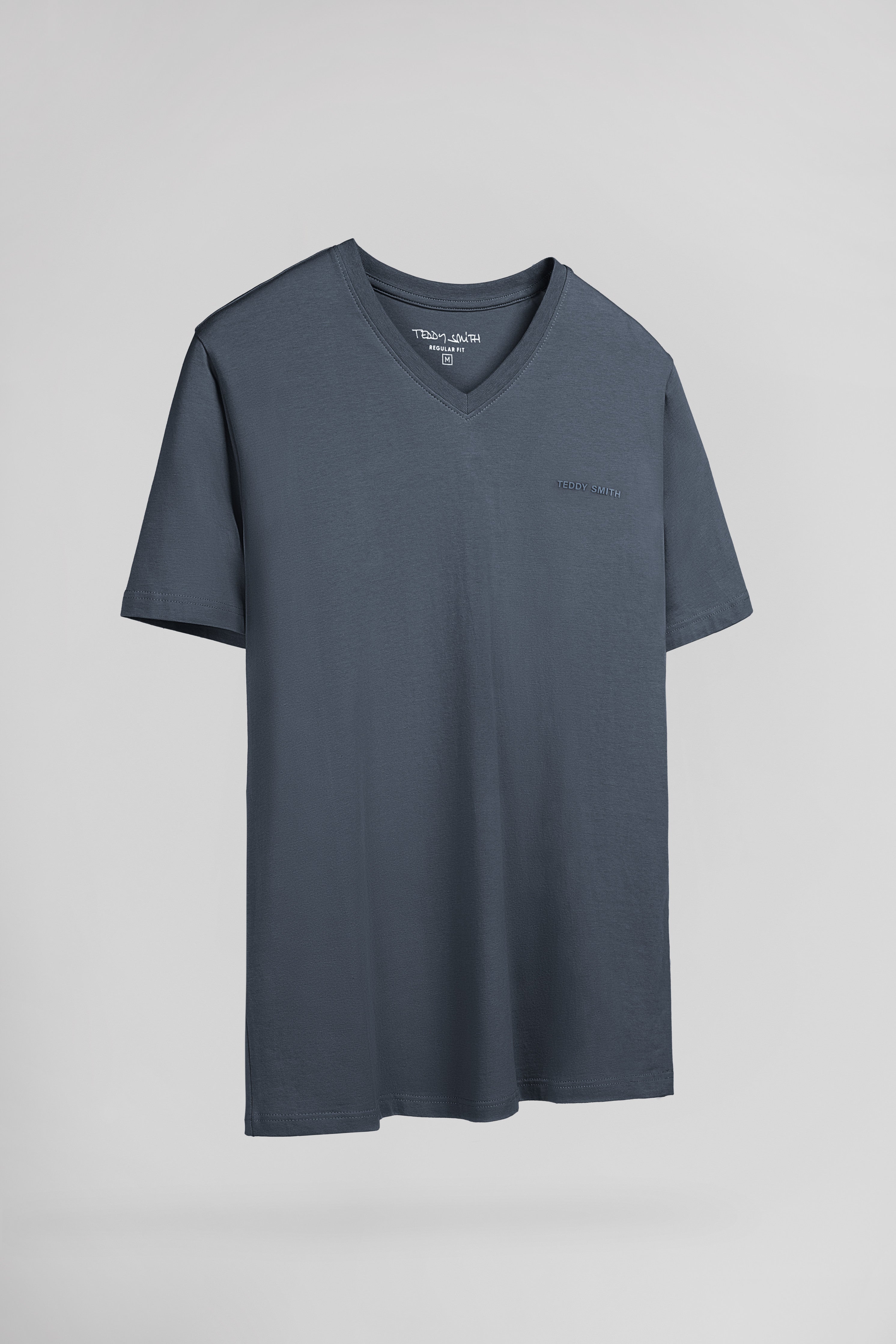Teddy Smith Tawax 2 MC T-shirt col V gris météore stretch