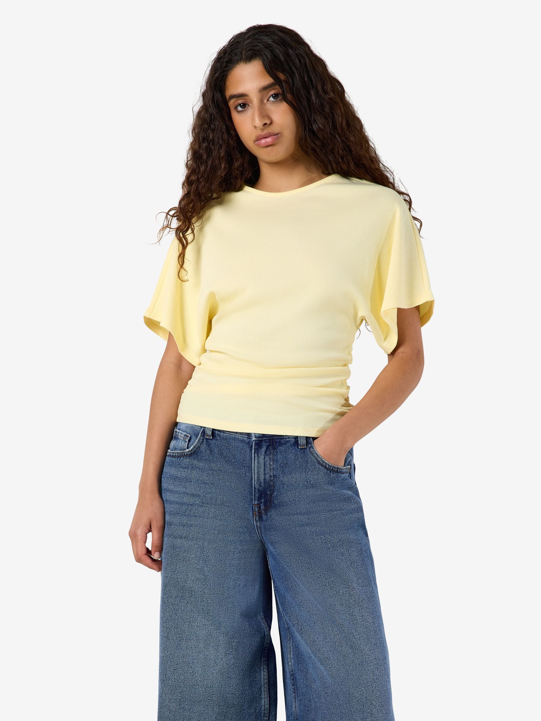 Noisy May Abbi t-shirt coton bio froncé manches courtes
