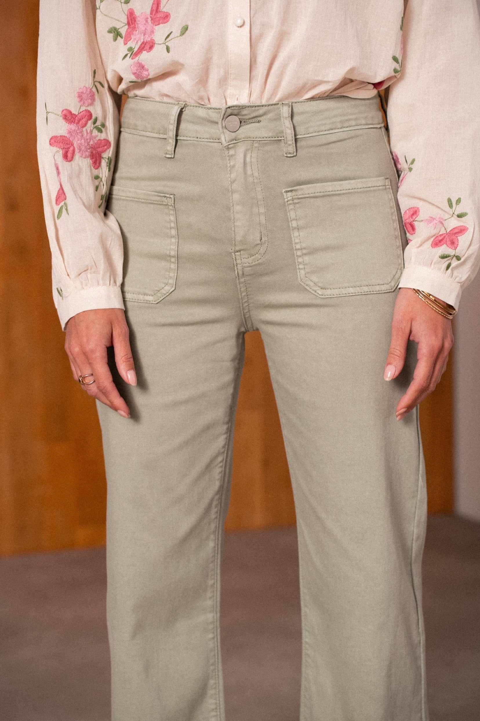 Maison Onado Carla jean wide leg tilleul coupe droite