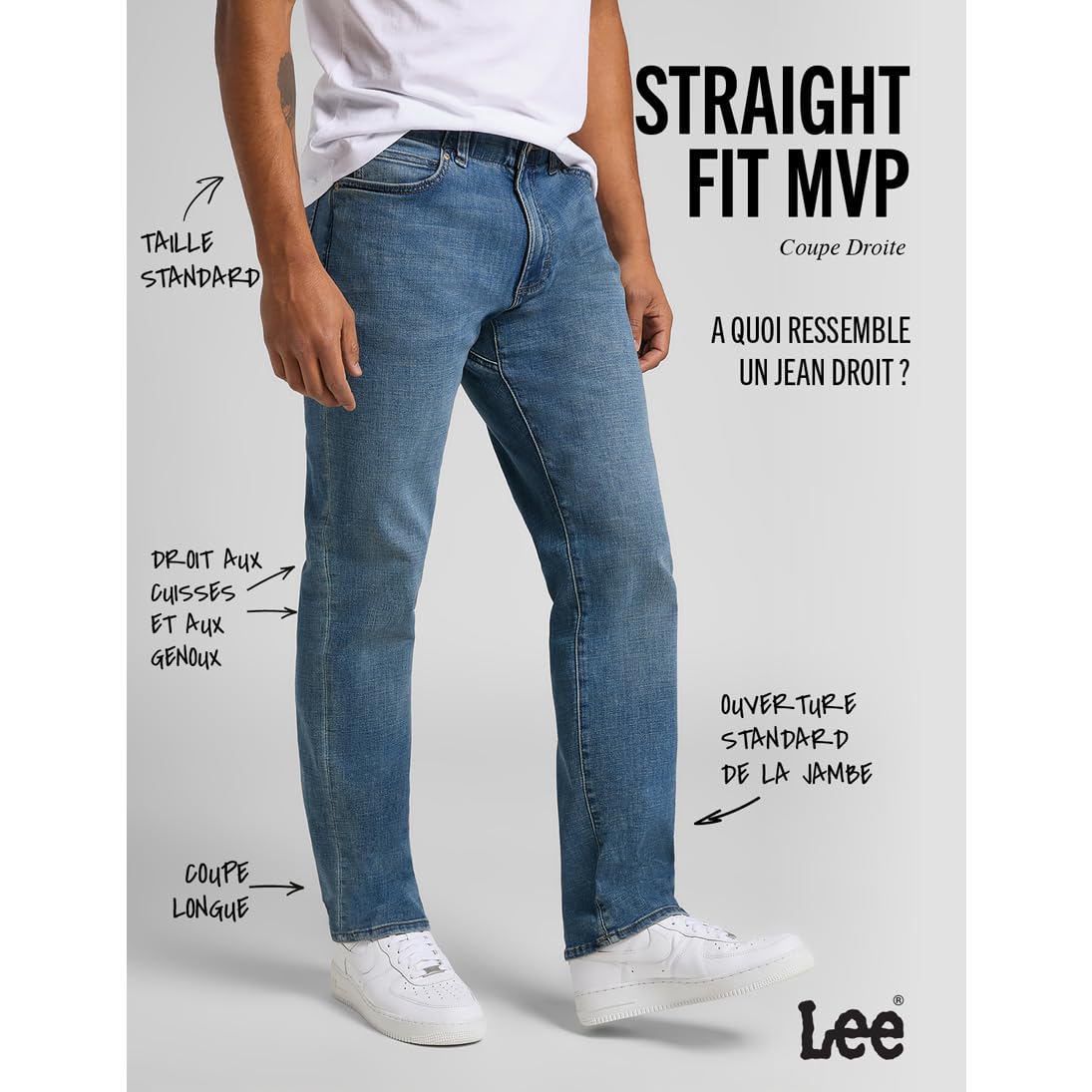 Lee MVP jean droit homme 42W/36L toile denim