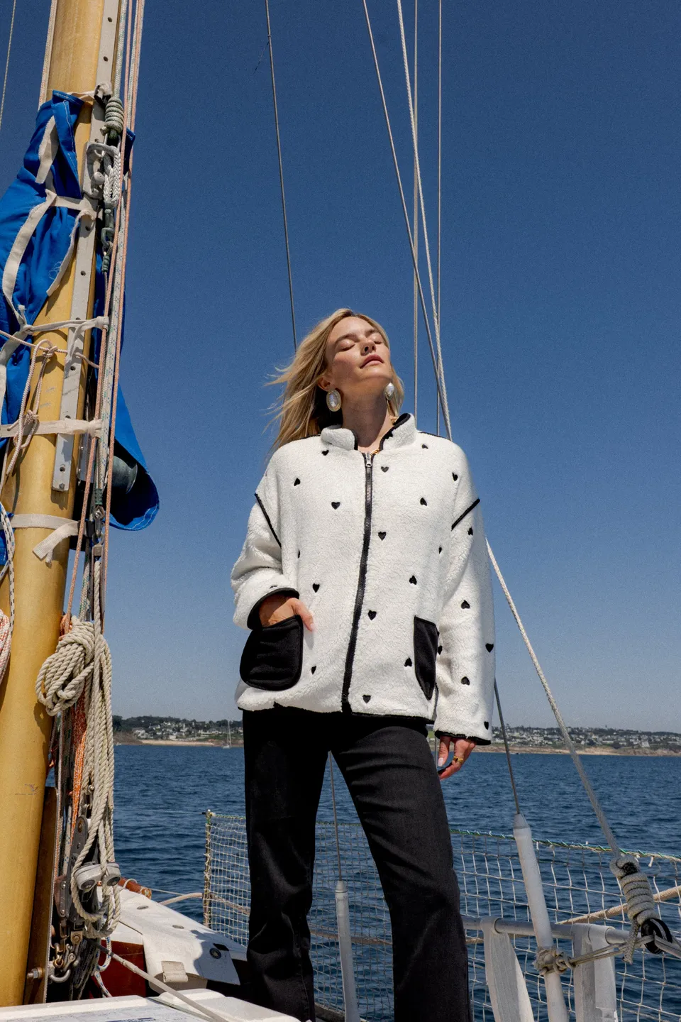 Maison Onado Cœur Bianca veste réversible sherpa