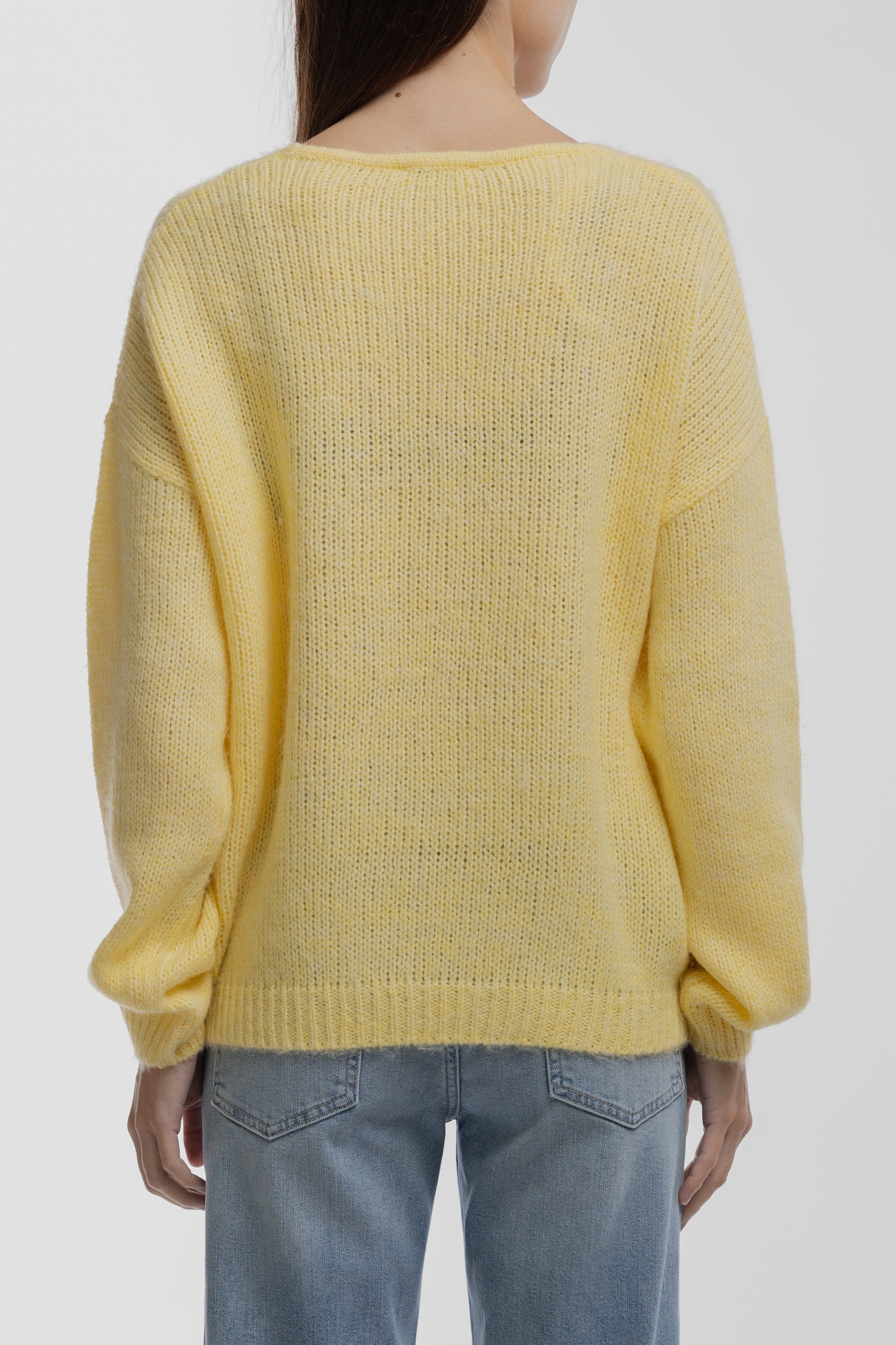Teddy Smith P-Maggie pull col V jaune citron laine
