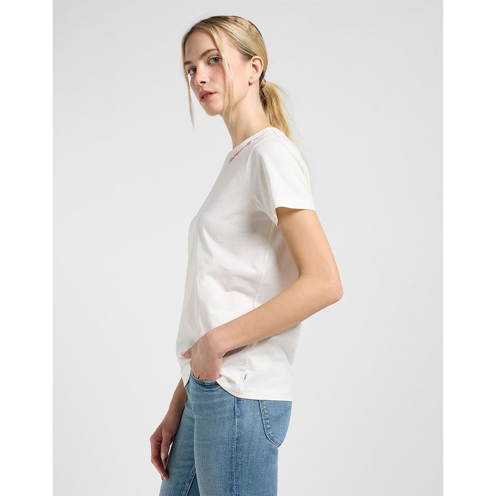Lee Little Embroidery Tee t-shirt femme écru S 100% coton