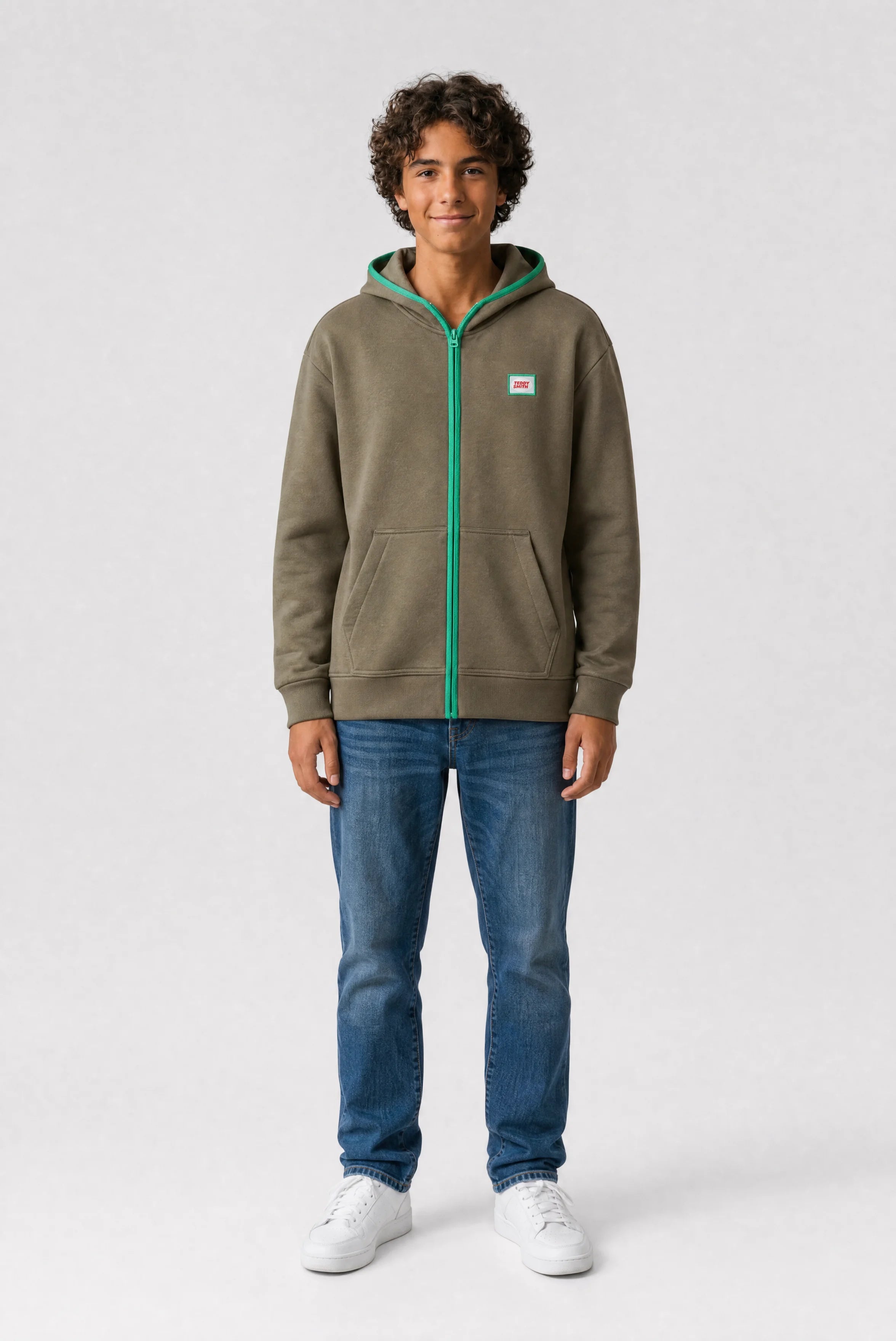 Teddy Smith Giclass AS HZ JR gilet capuche garçon kaki