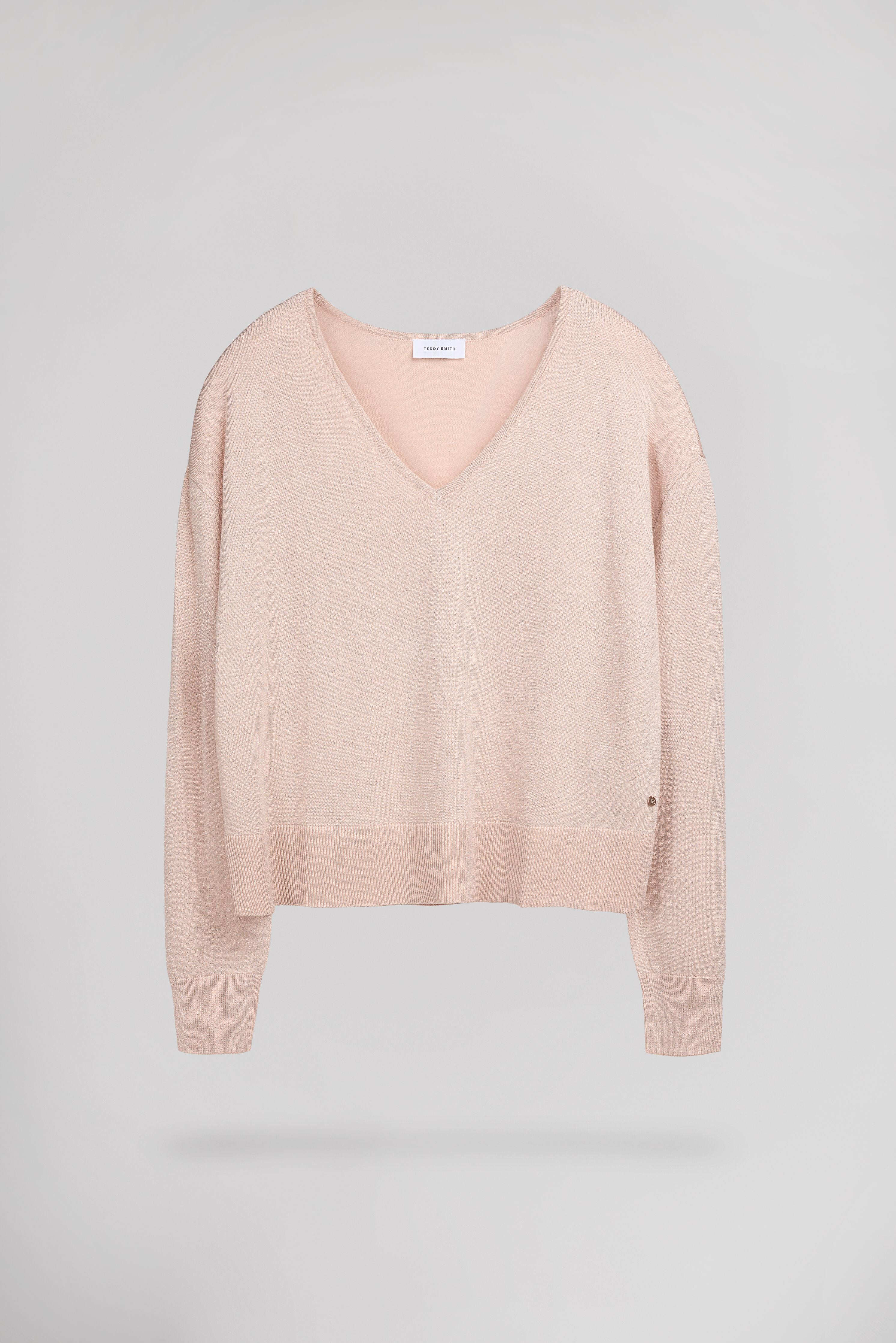 Teddy Smith P-Lizie pull maille femme rose pâle lurex