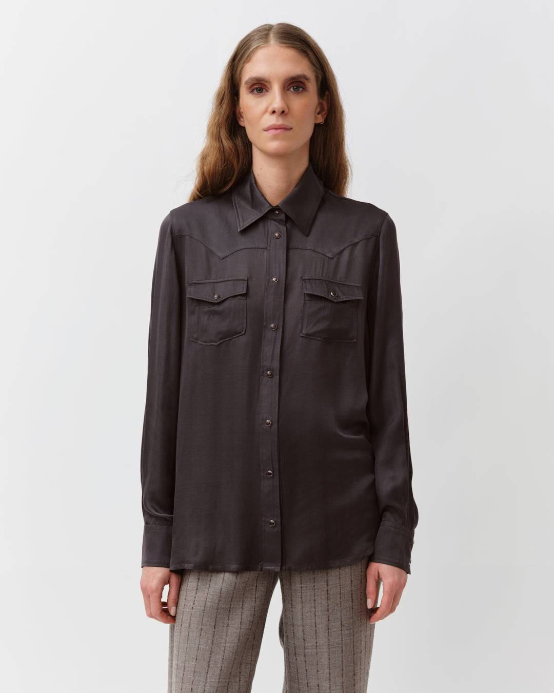 DIEGA CORYDA chemise chocolat viscose et soie