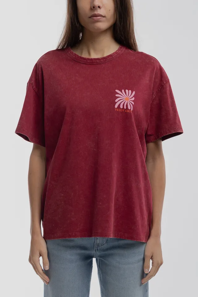 Teddy Smith T-Florali MC t-shirt oversize grenat femme