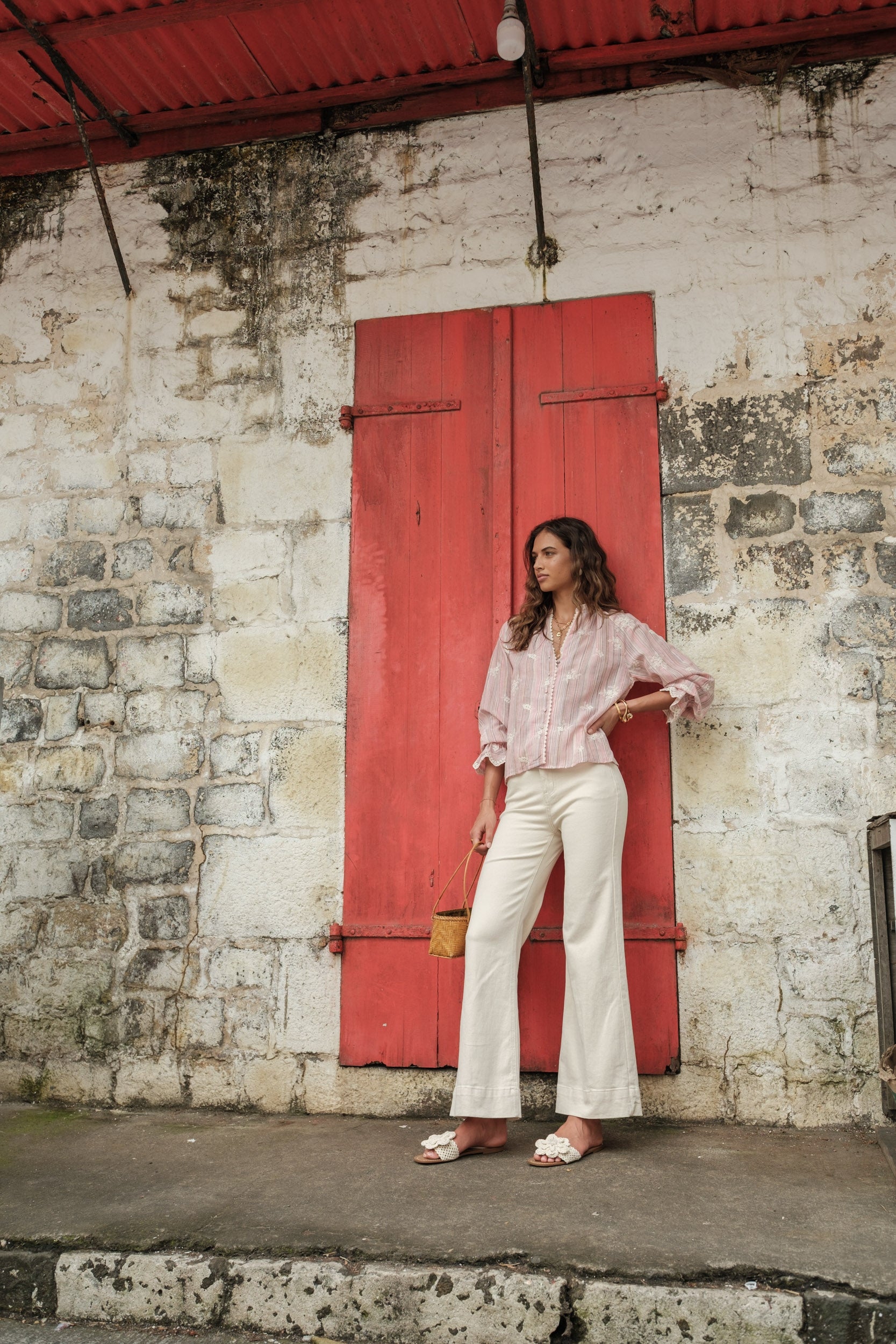 Maison Onado Joliane jean wide leg beige taille haute