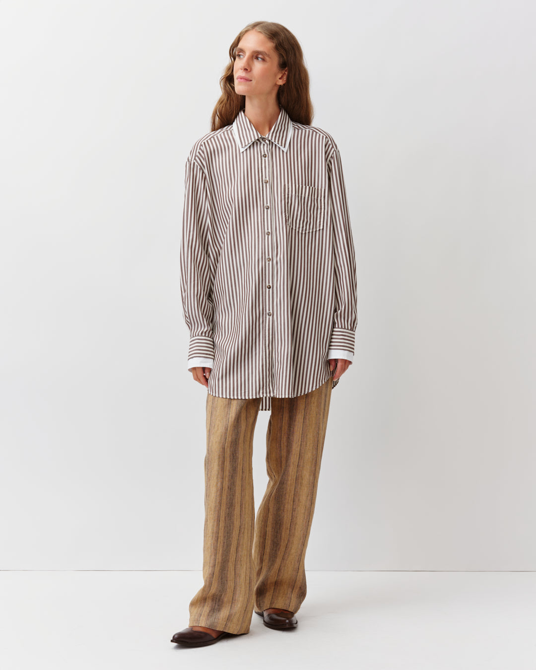 DIEGA CAMELITA chemise fluide chocolat écru