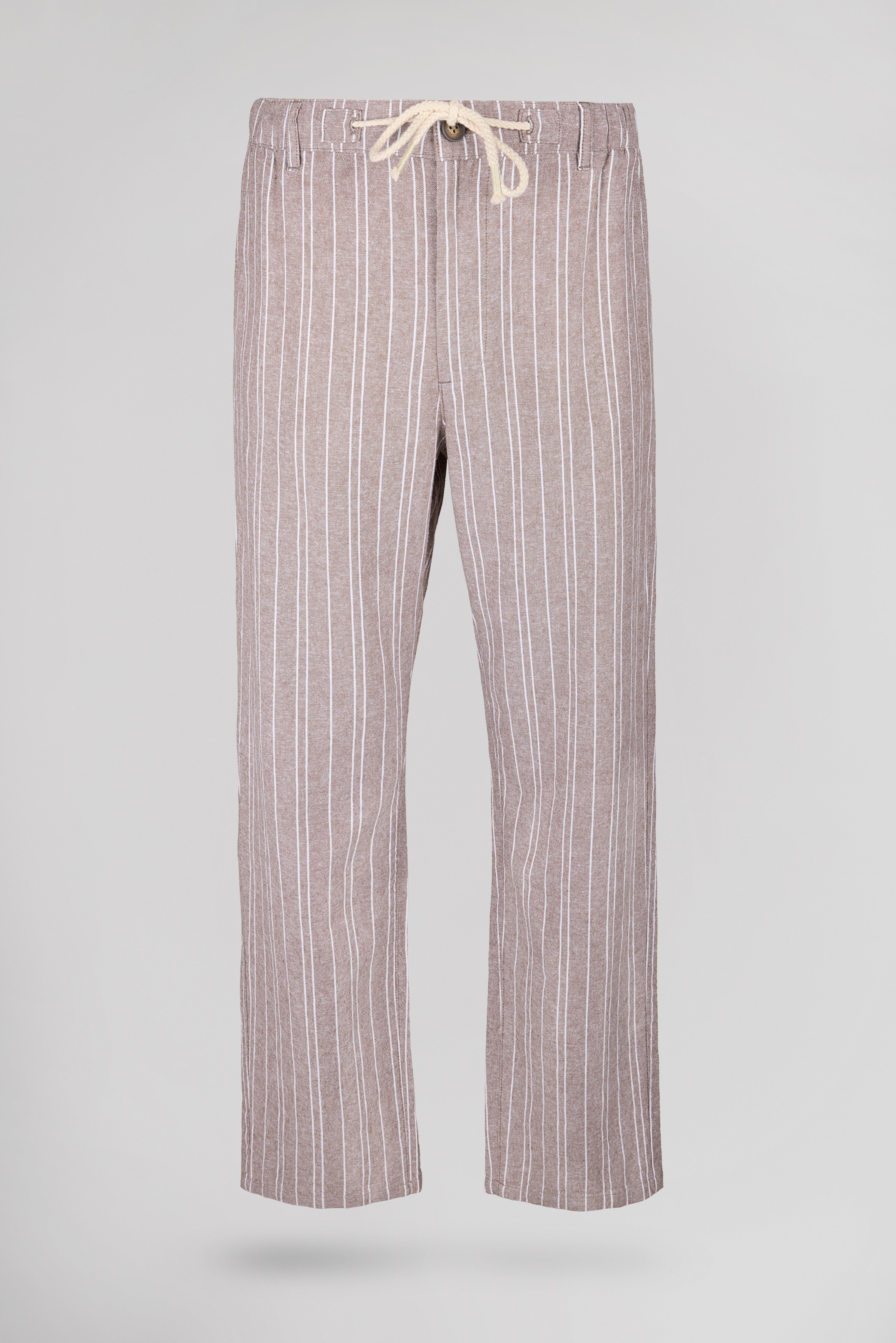 Teddy Smith P-Darius Lin pantalon chocolat rayé lin