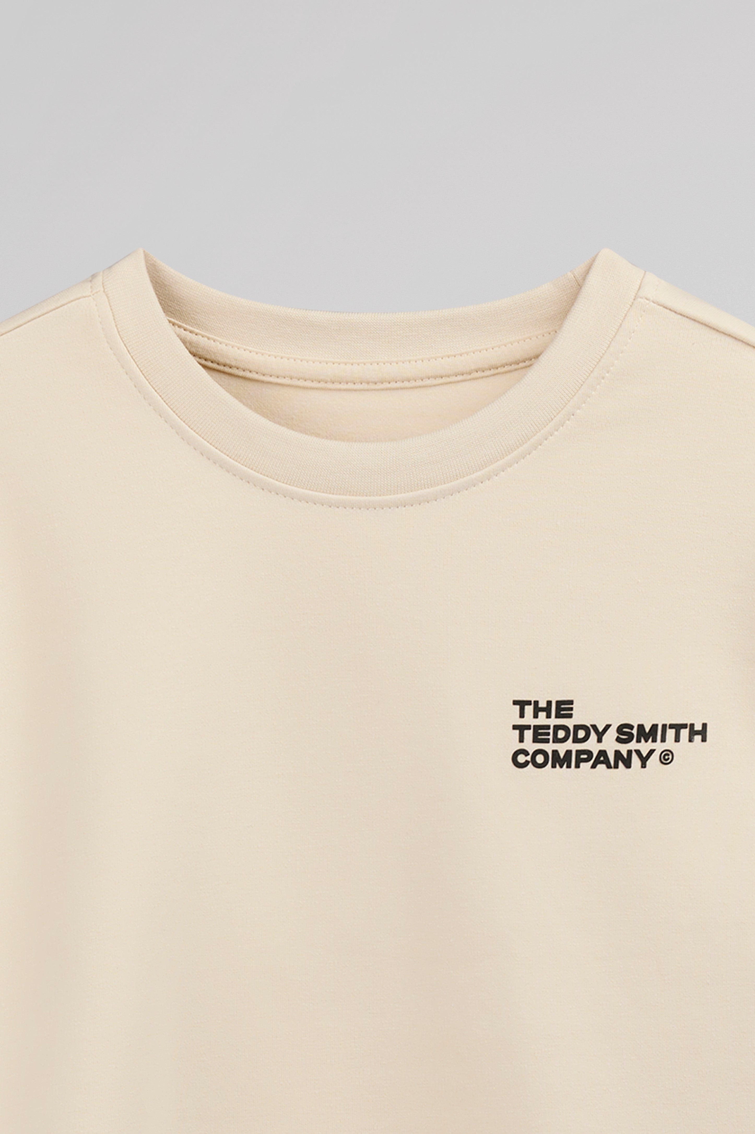 Teddy Smith S-Company RC JR Cream sweat col rond garçon coton