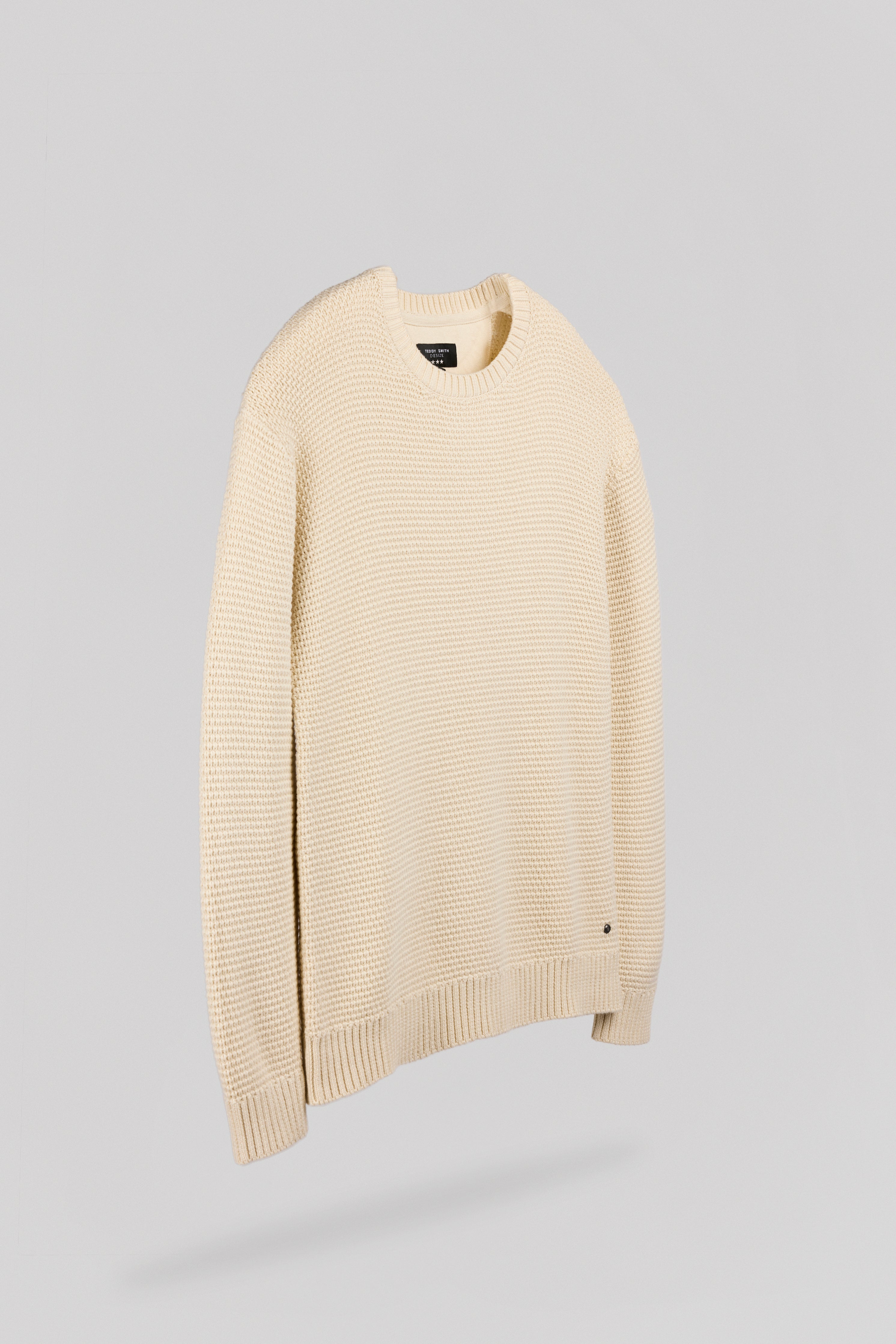 Teddy Smith P-Howard pull col rond beige lin coton