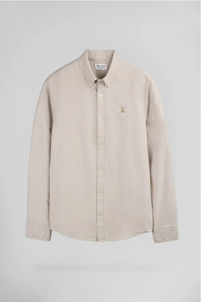 Teddy Smith C-Stan chemise oxford beige coton homme