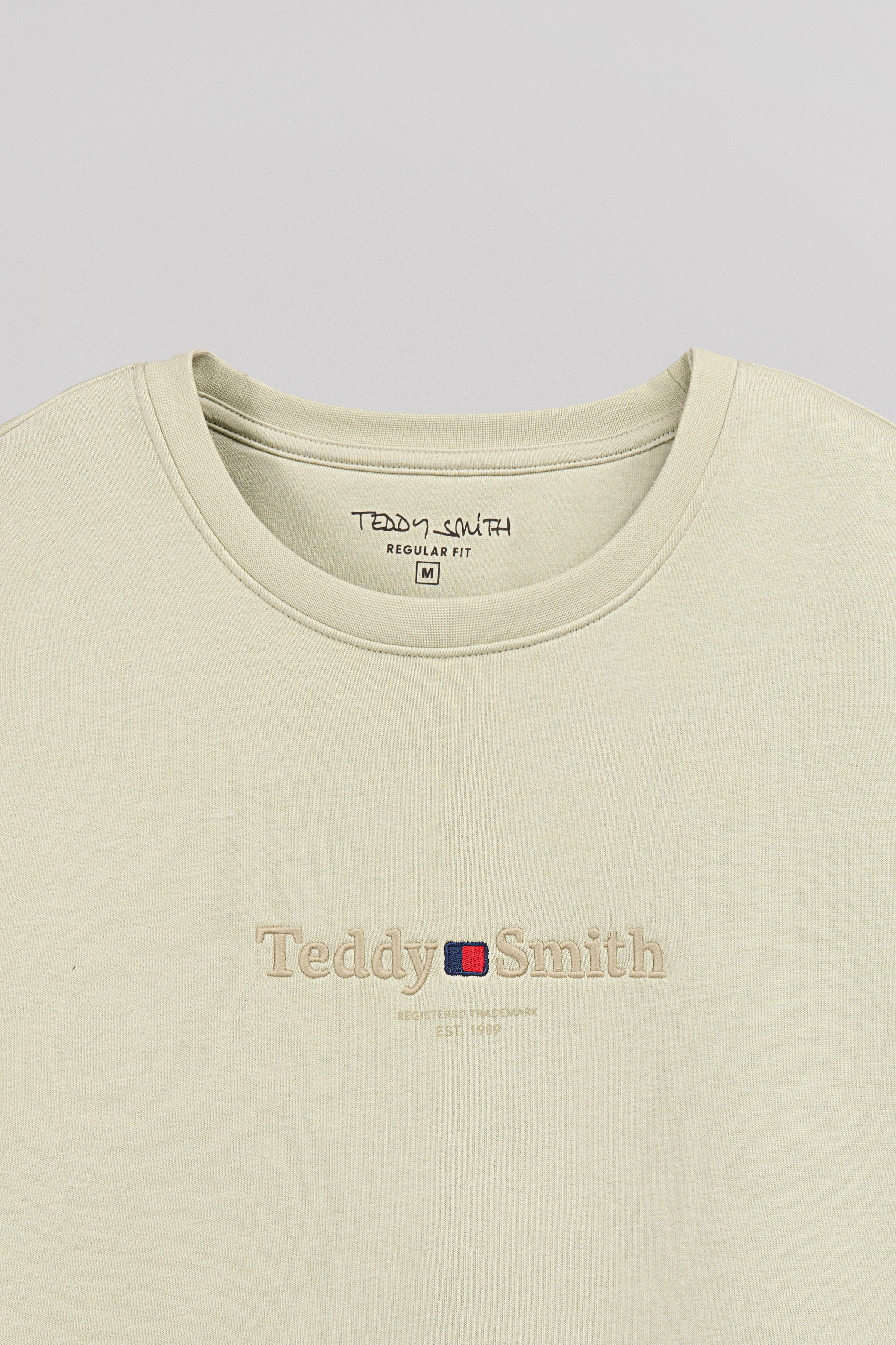 TEDDY SMITH S-JIM sweat homme vert sauge col rond coton