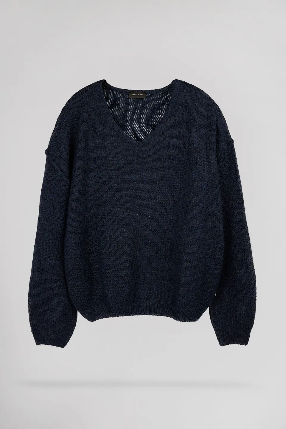 Teddy Smith P-Maggie pull col V femme navy 10% laine