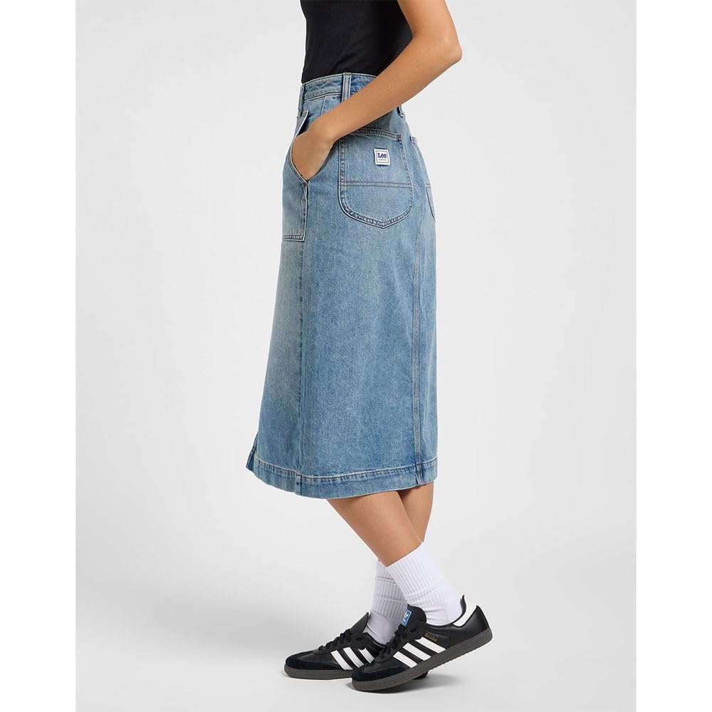 Lee Patch Pocket Midi Skirt jupe 32W bleu moyen