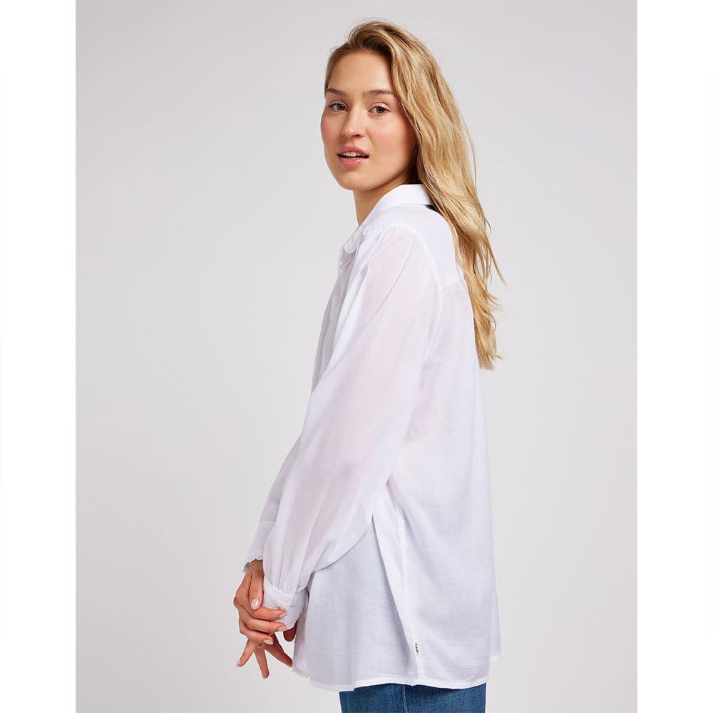 Lee Shirred Blouse chemise femme blanc éclatant XL coupe fluide