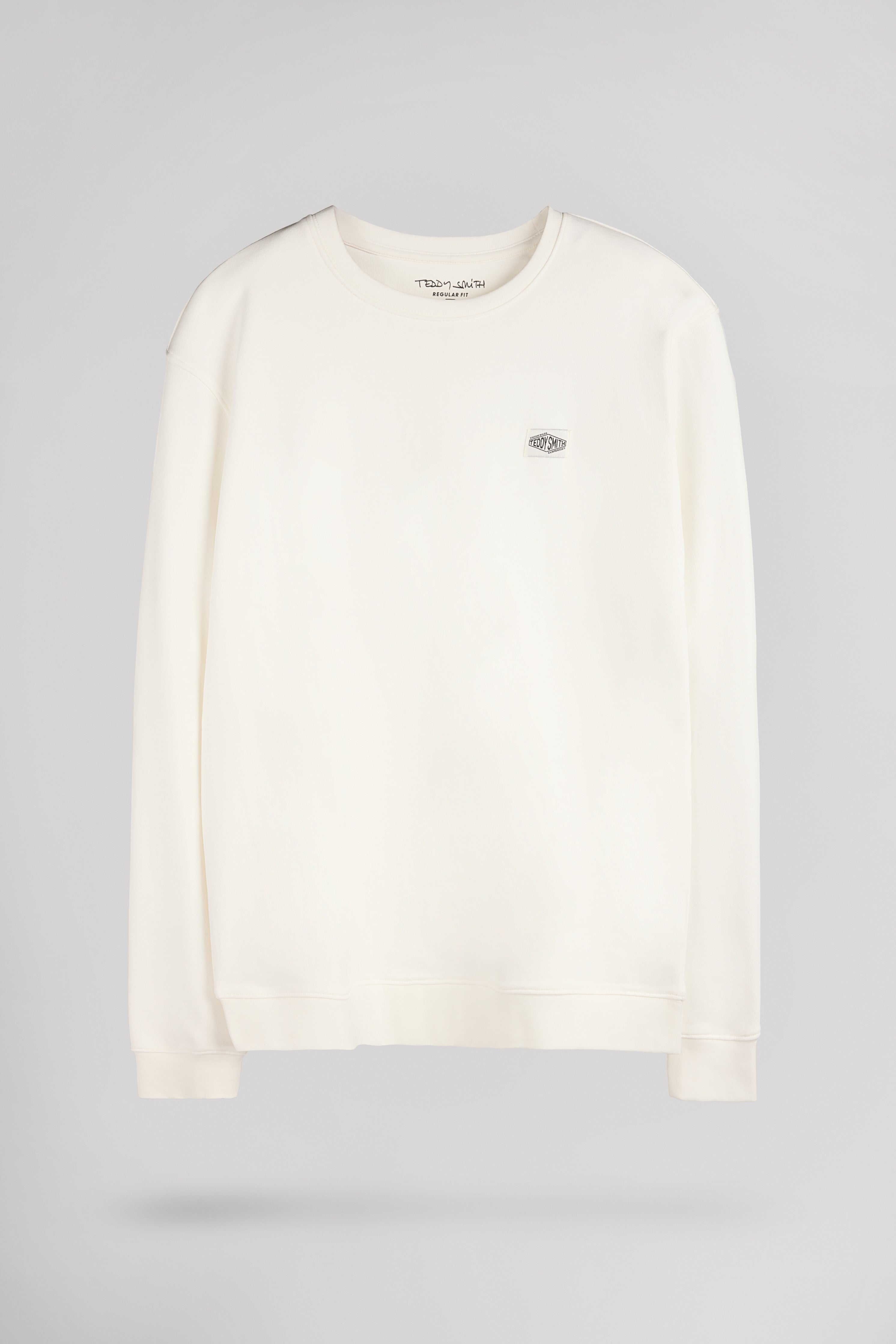 Teddy Smith S-Dylan RC sweat col rond blanc cassé coton