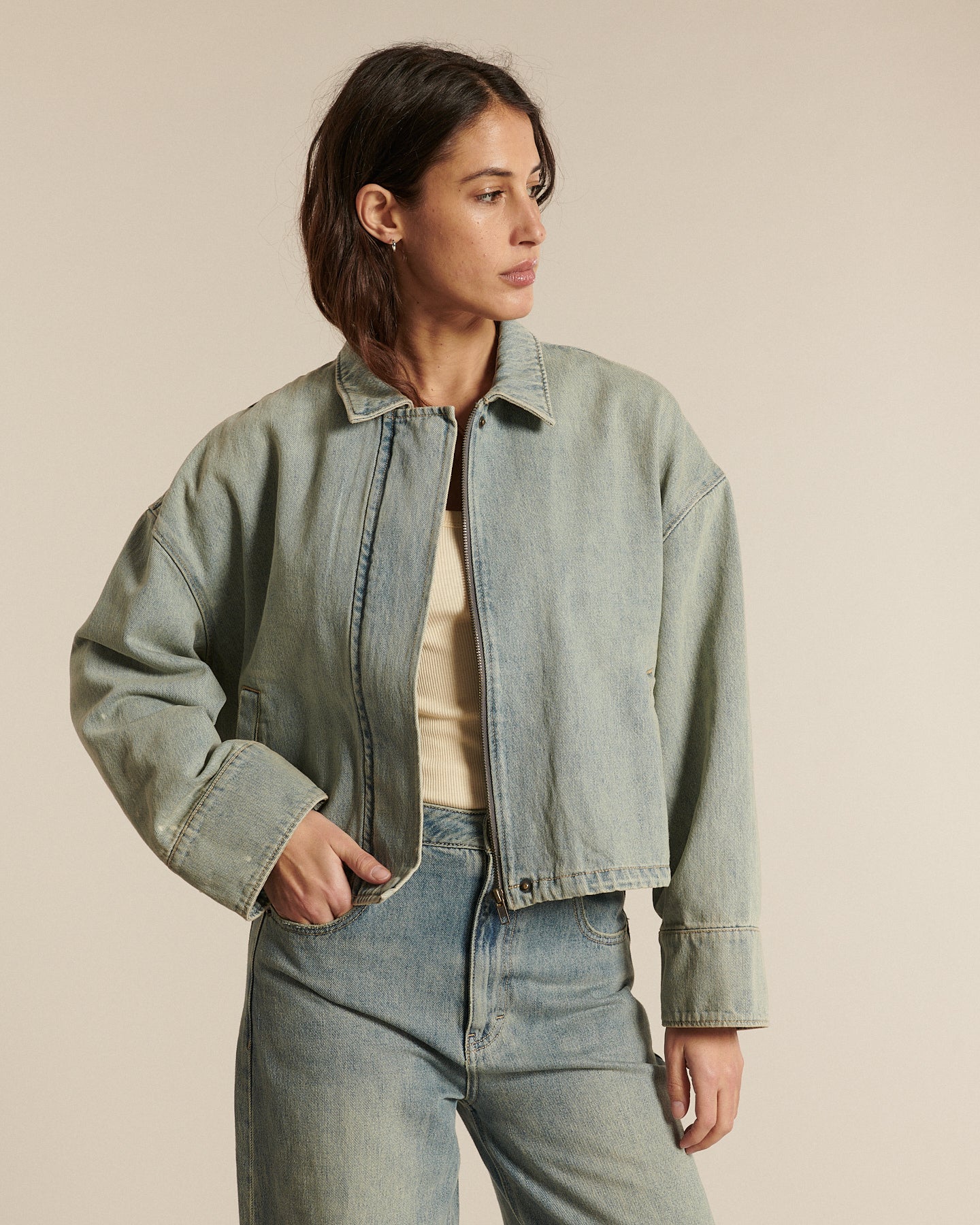 Labdip Baker GB 20 veste jean Dirty Blue droite
