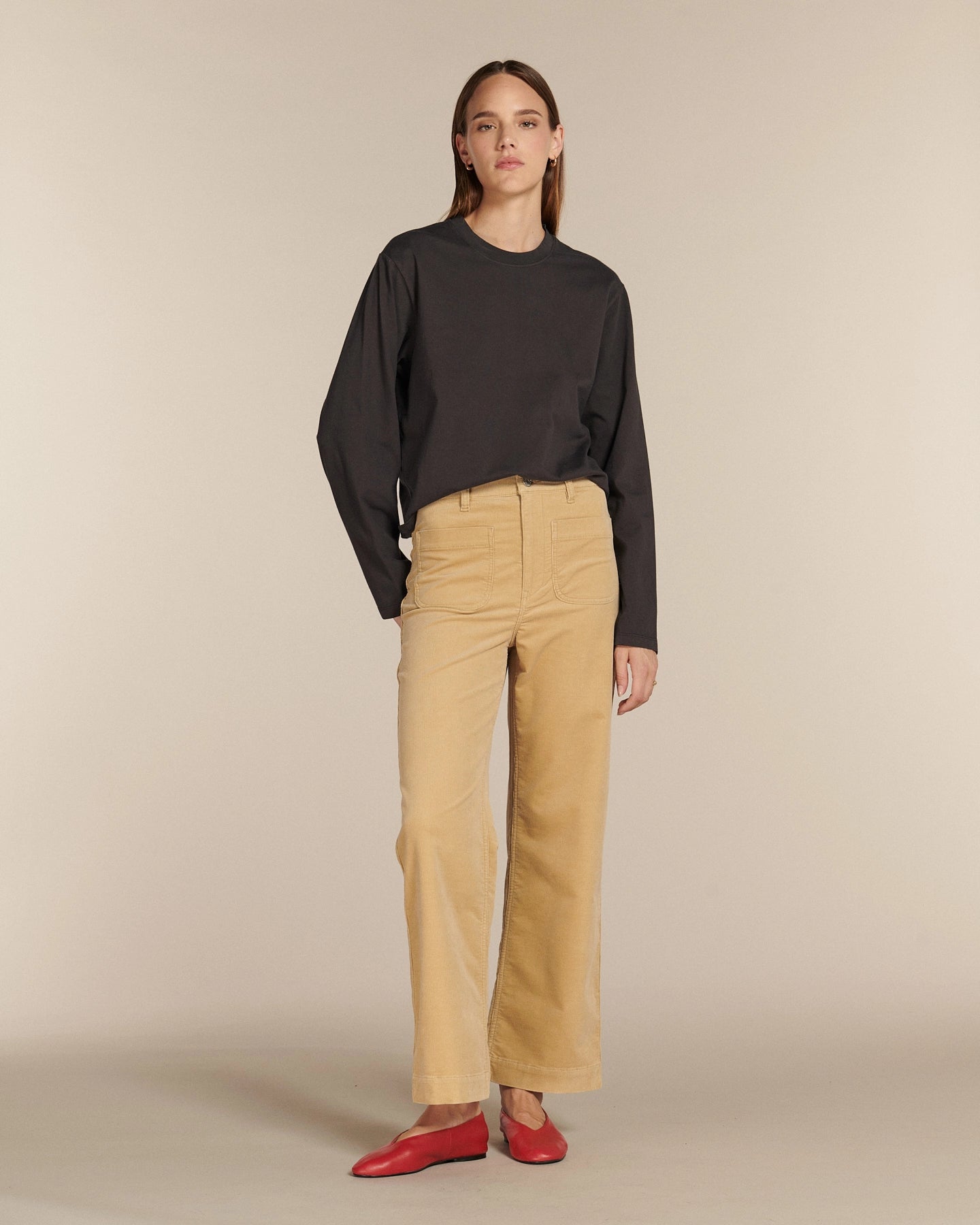 Labdip Samuel Velvet pantalon taille haute praline