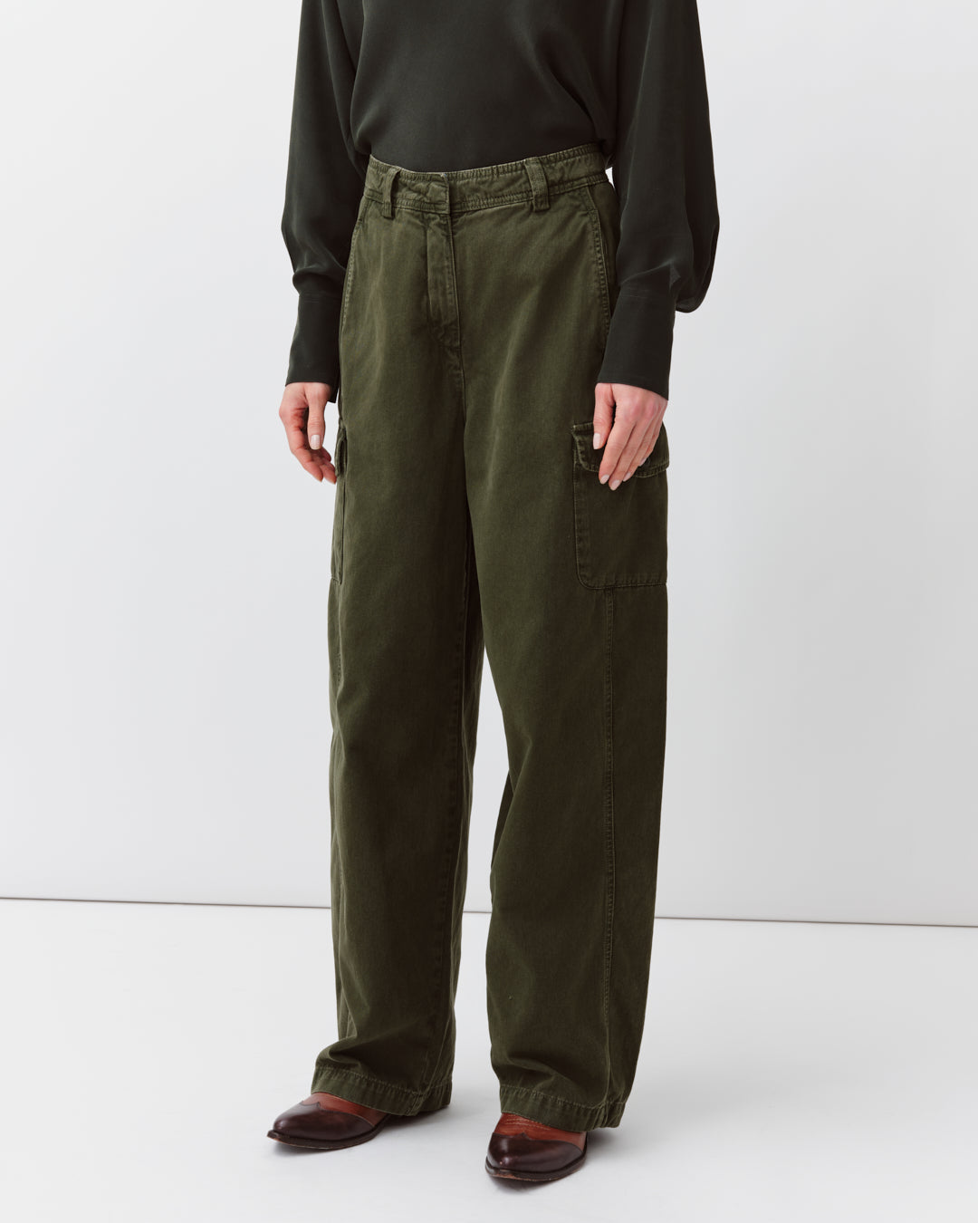 Diega Pargao pantalon cargo kaki ample coton