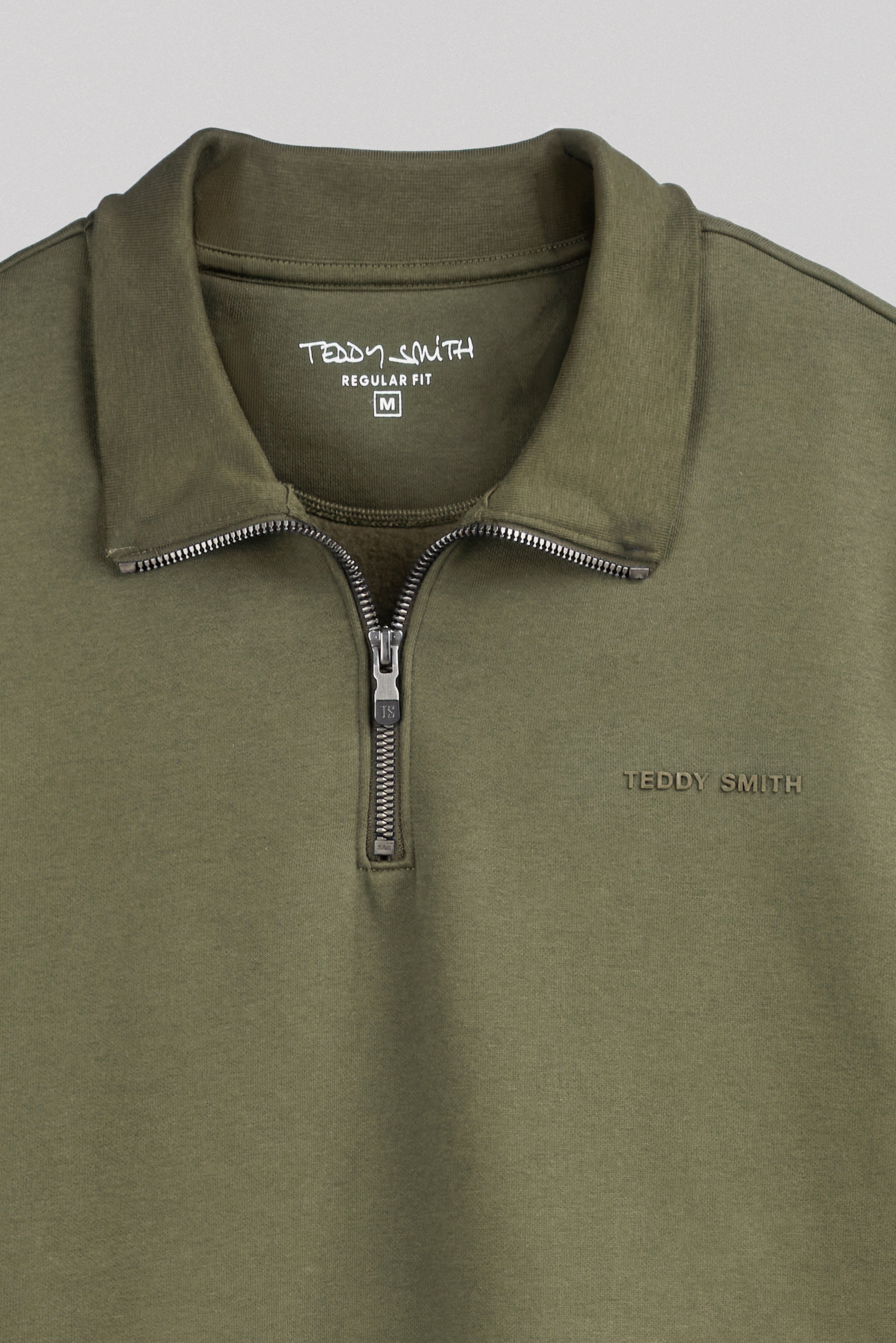 Teddy Smith S-Loan Dusty Kaki sweat col zippé homme
