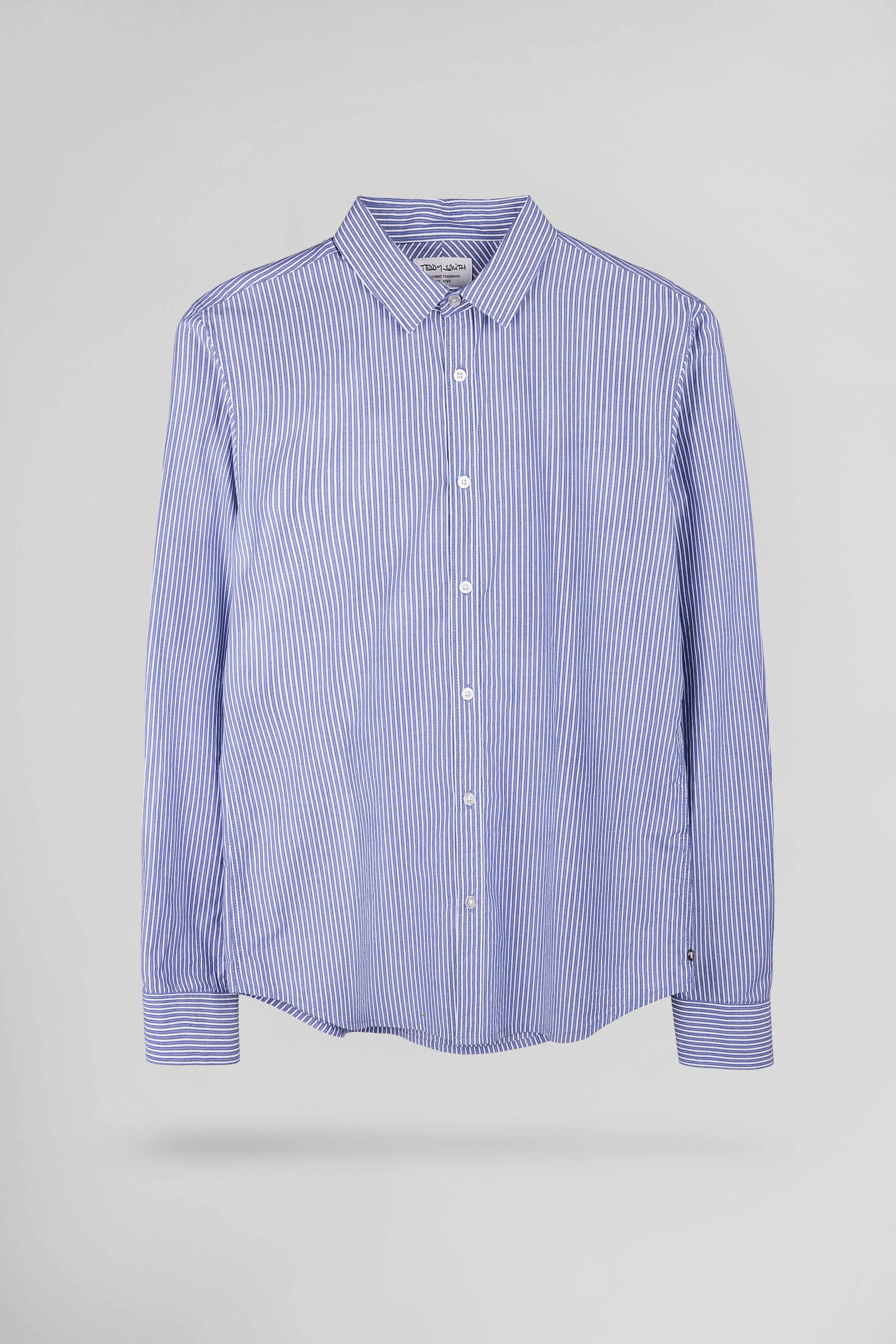 Teddy Smith Carton ML chemise homme bleue rayée coton
