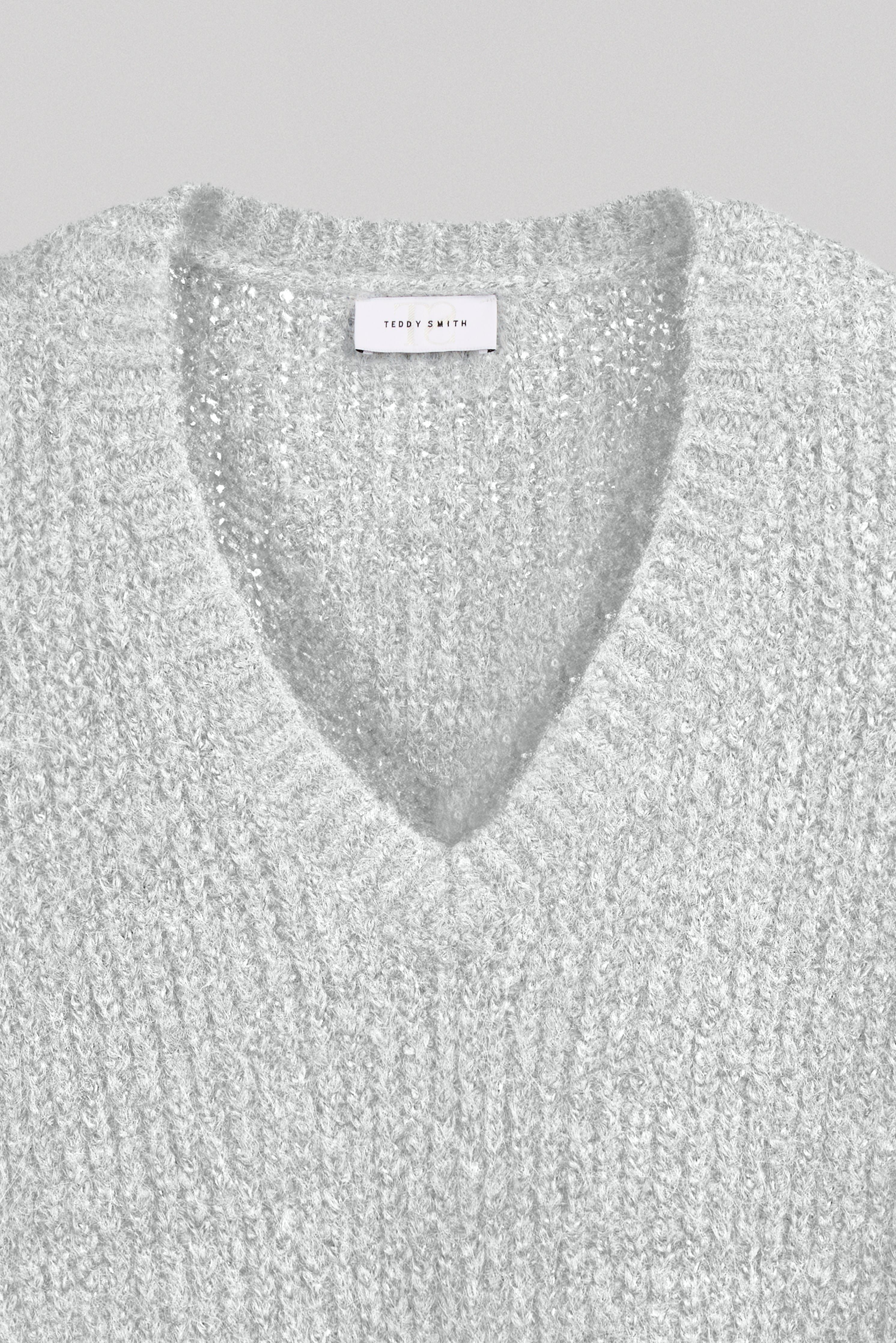 Teddy Smith P-Malia pull sans manches femme gris chiné fluffy