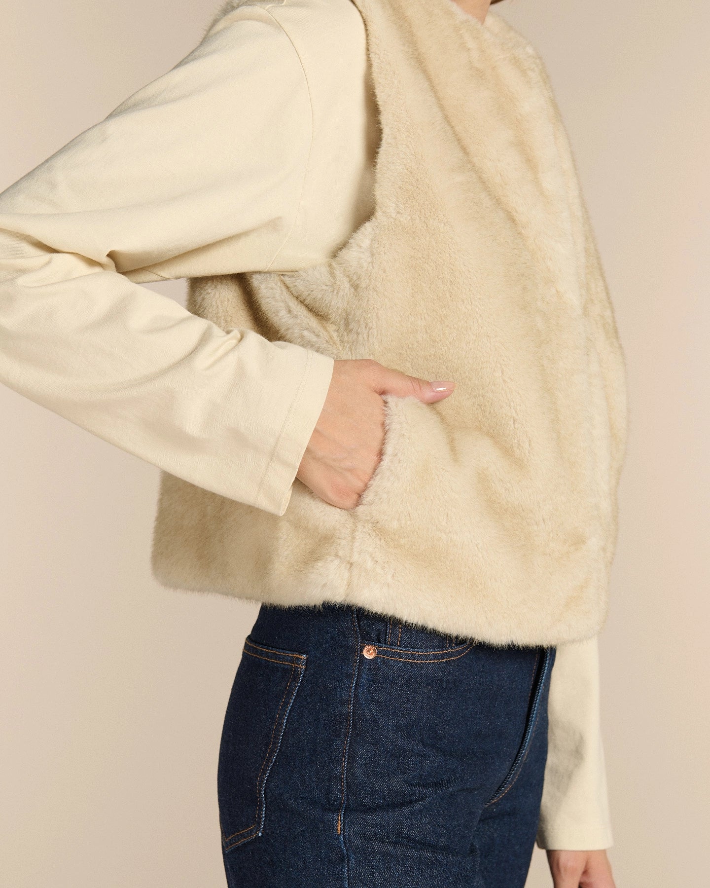 Labdip Baci Mink Cortina gilet fausse fourrure sans manches
