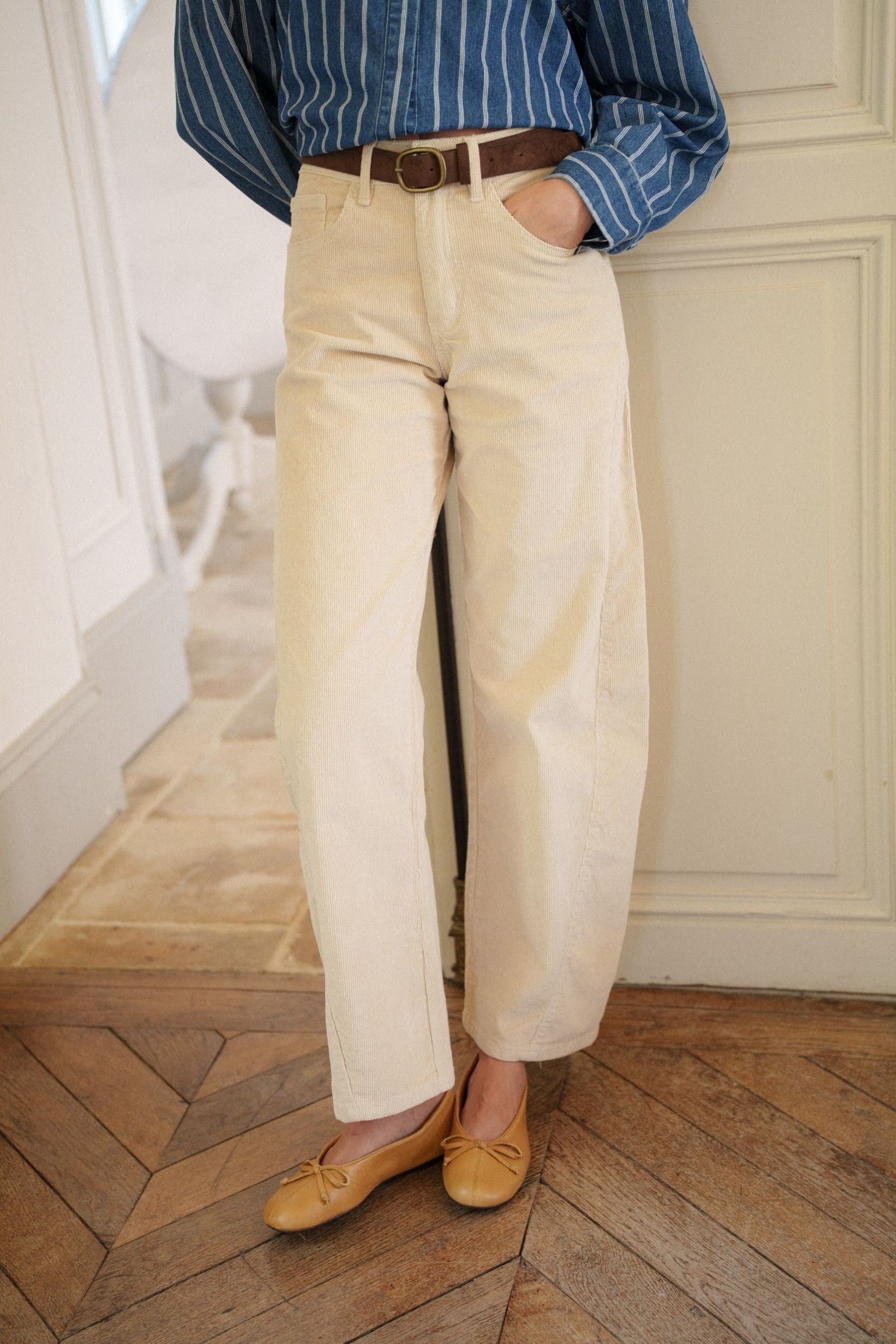 Maison Onado Erine pantalon velours beige ballon