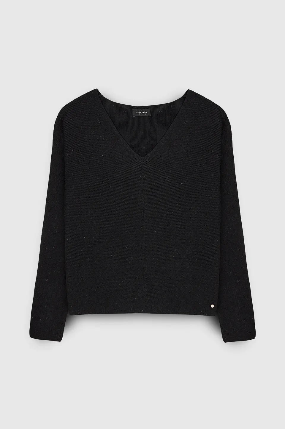 Teddy Smith P-Rita pull col V noir près du corps femme