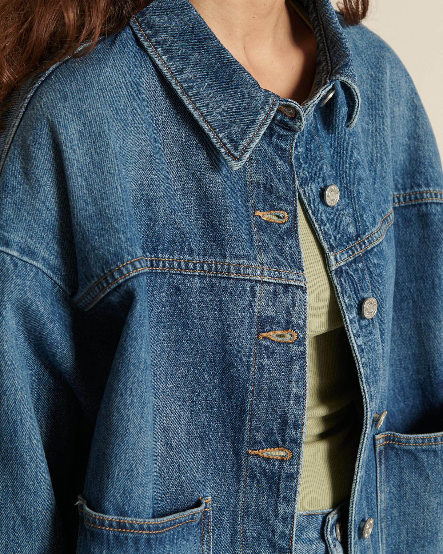 Labdip Betty IN 30 Mid Blue veste worker jean bleu ample