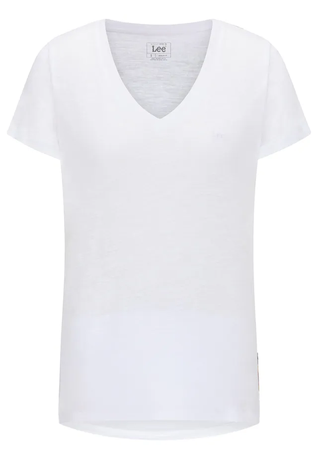 Lee V Neck Tee t-shirt femme blanc éclatant lin col V