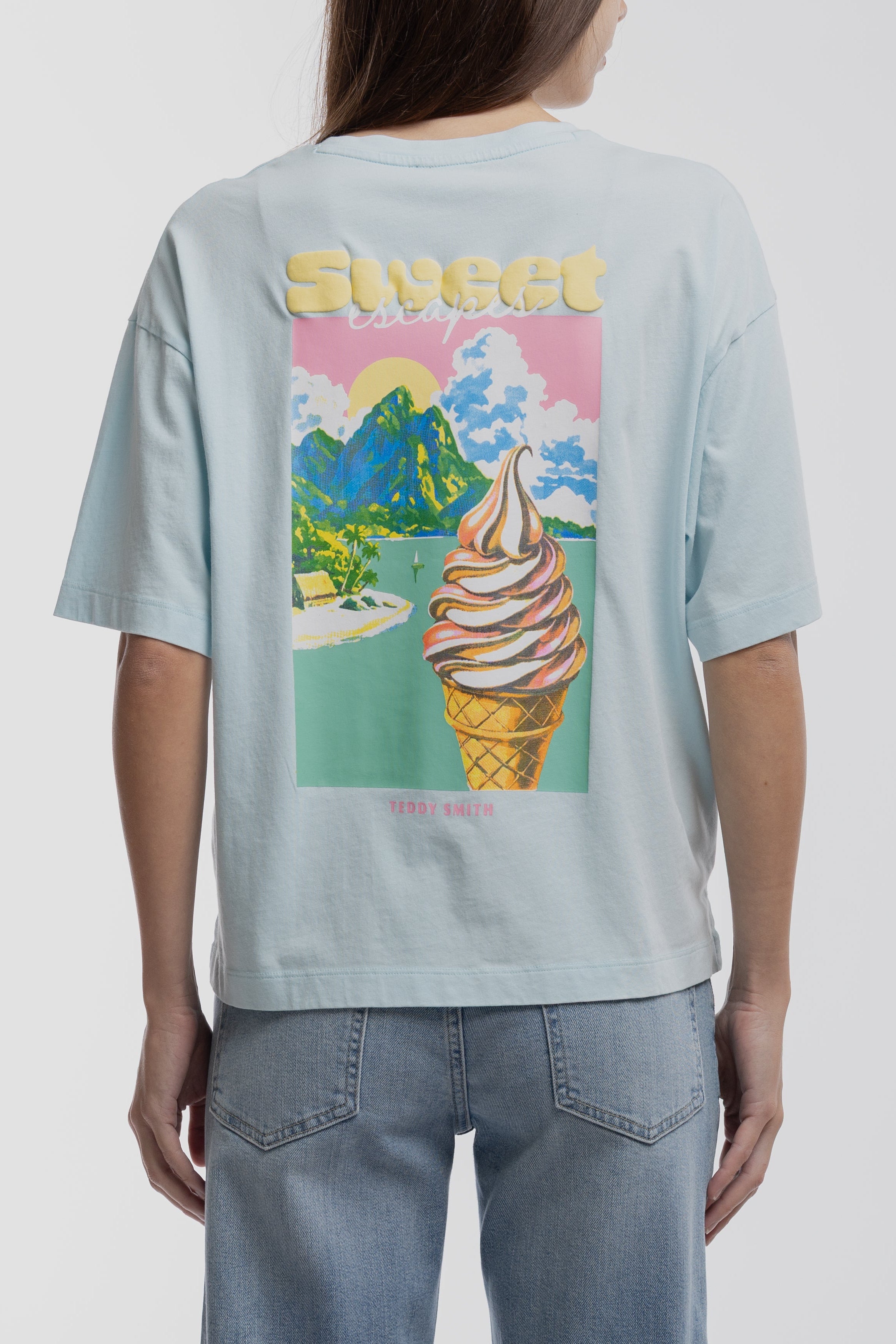 Teddy Smith T-Icy MC t-shirt oversize bleu lagon