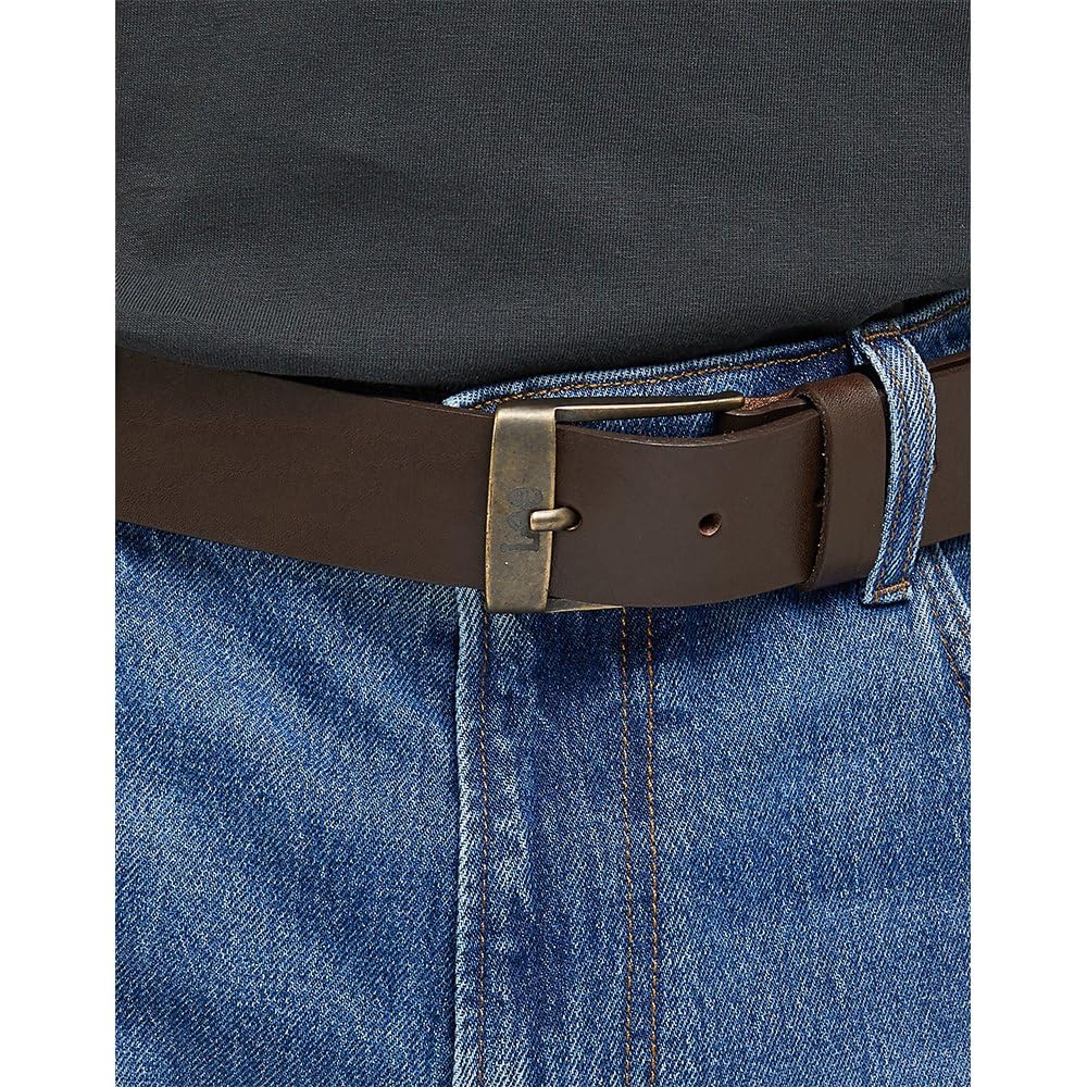 Lee Logo Buckle Ceinture Homme Marron Foncé Cuir