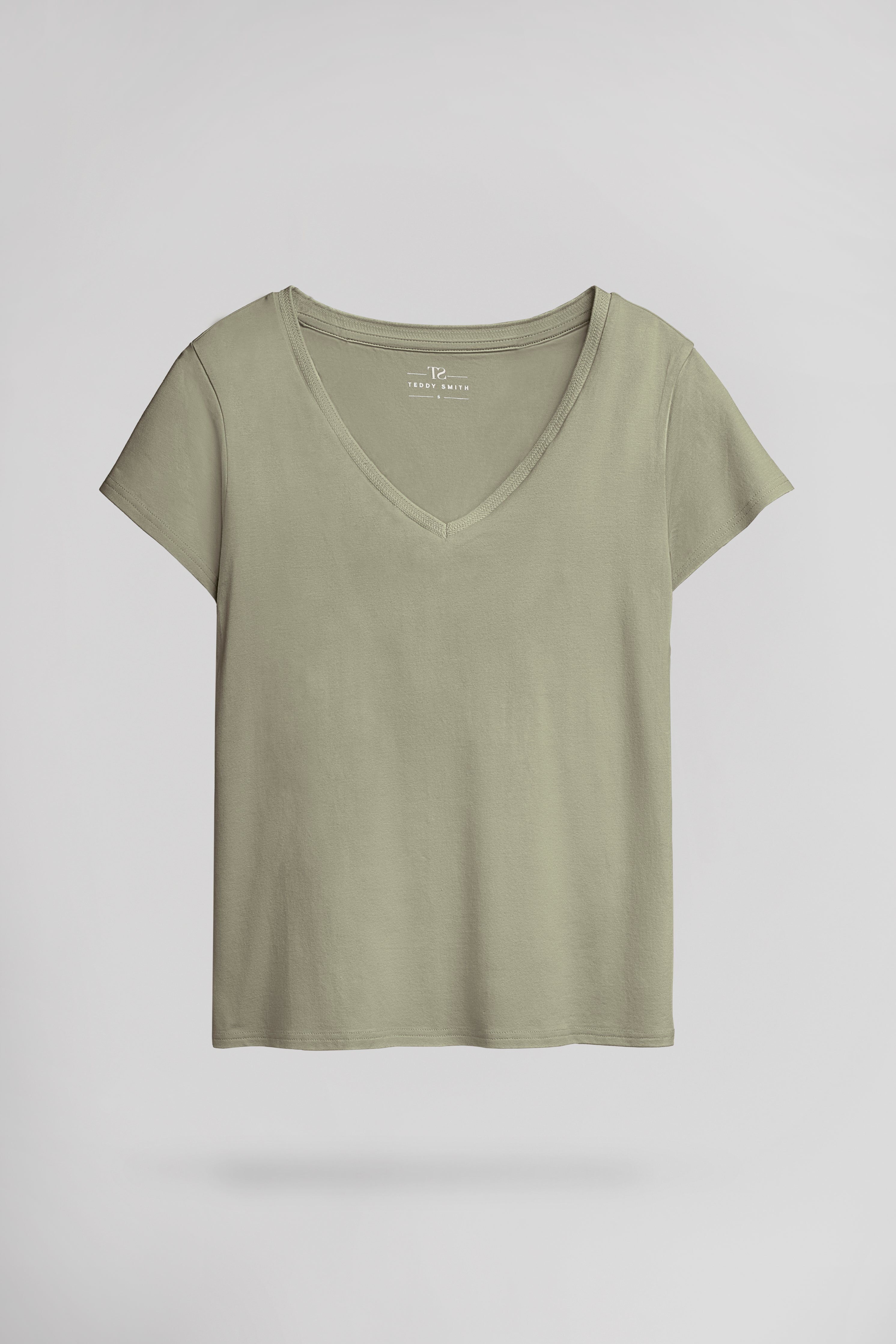 TEDDY SMITH T-MIA t-shirt col V bleach kaki femme