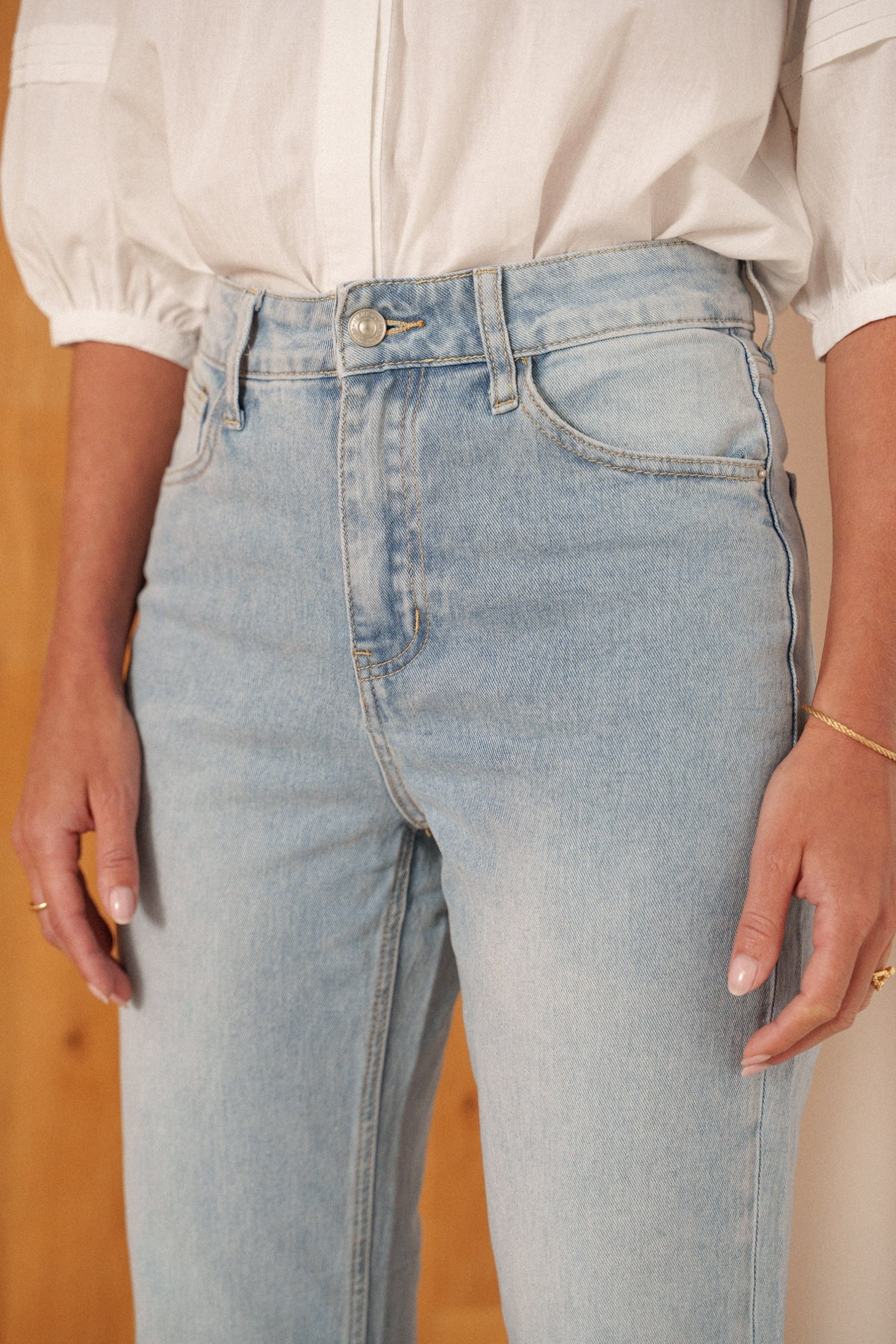 Maison Onado Sofine jean droit clair 7/8 taille mi-haute