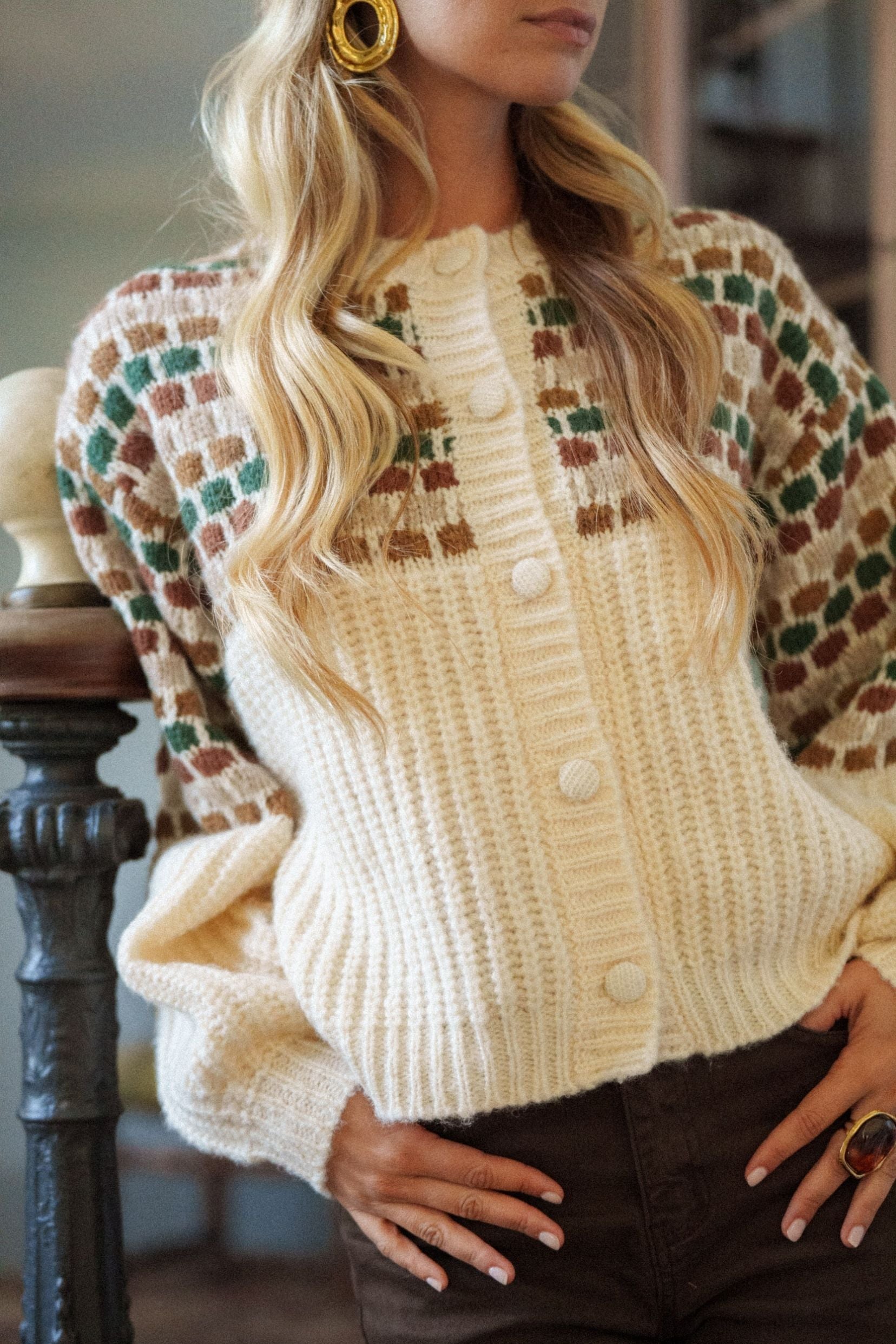 Maison Onado Sophia gilet écru TU jacquard