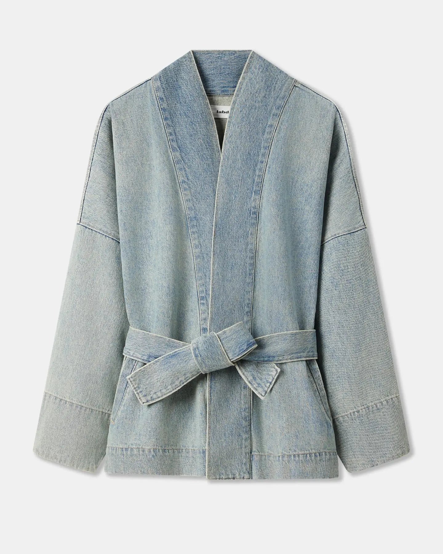 Labdip Bali Dirty Blue veste jean kimono mi-longue
