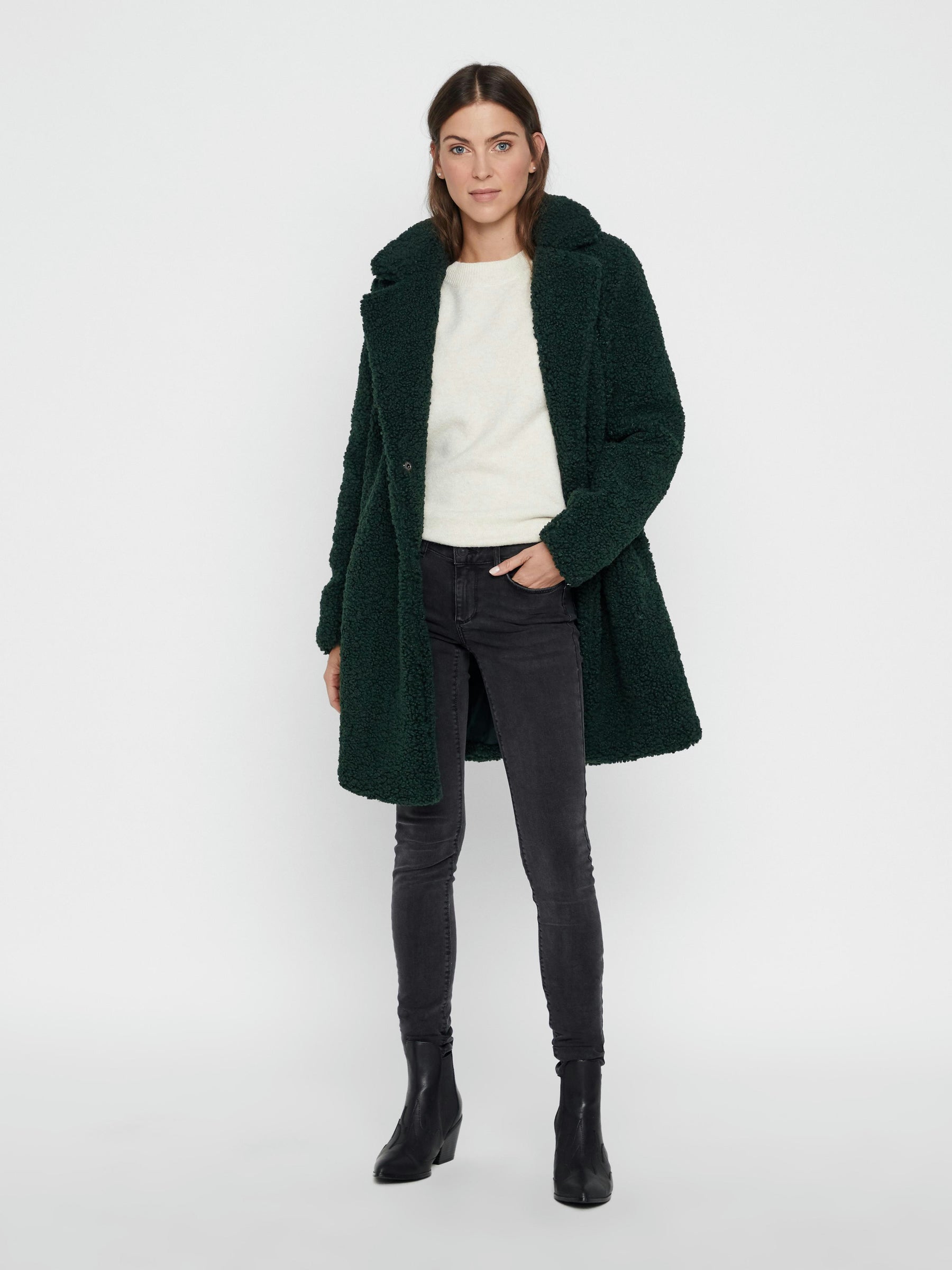 Noisy May manteau teddy fausse fourrure boutonné