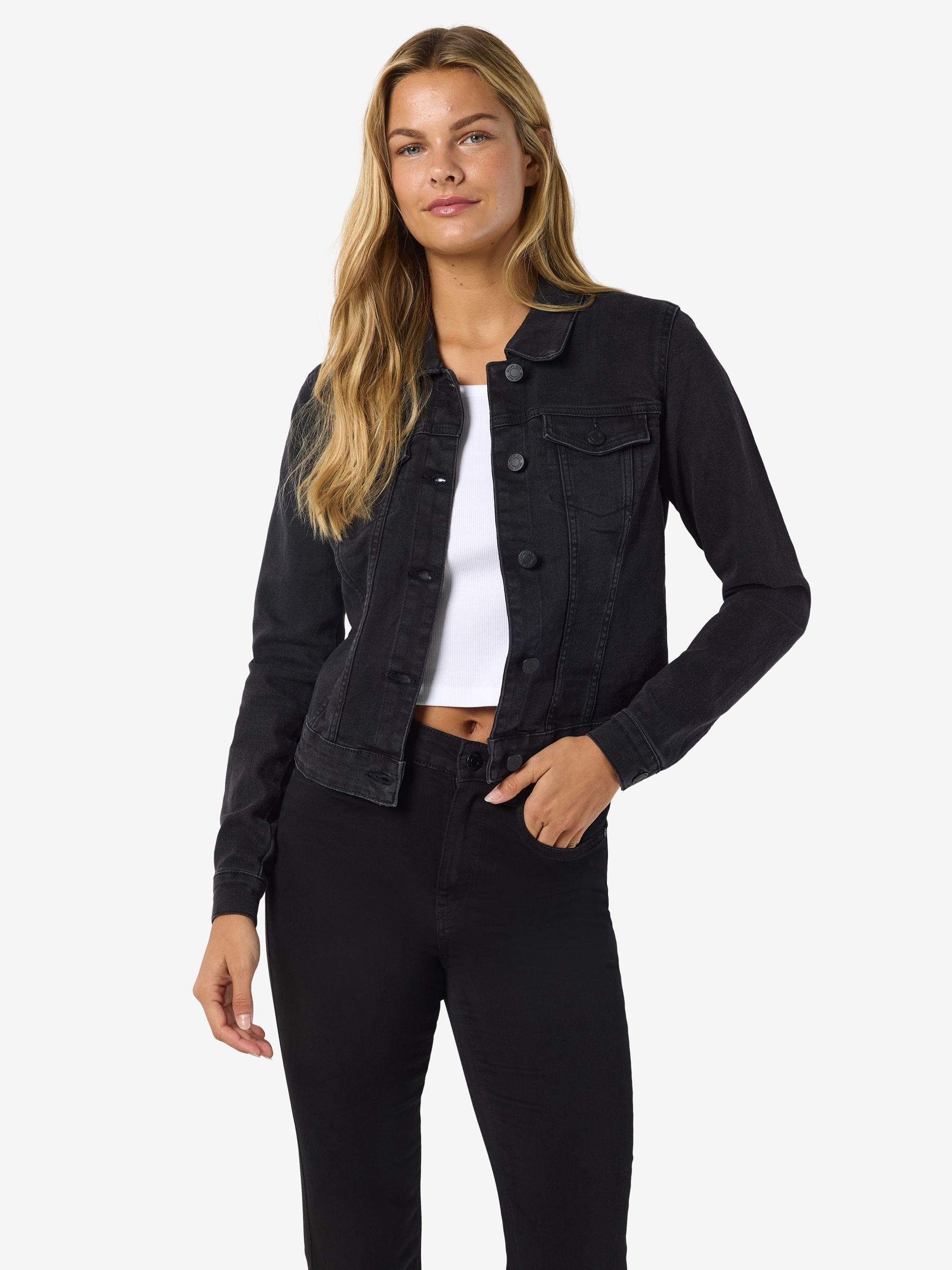 Noisy May veste en jean courte boutons stretch