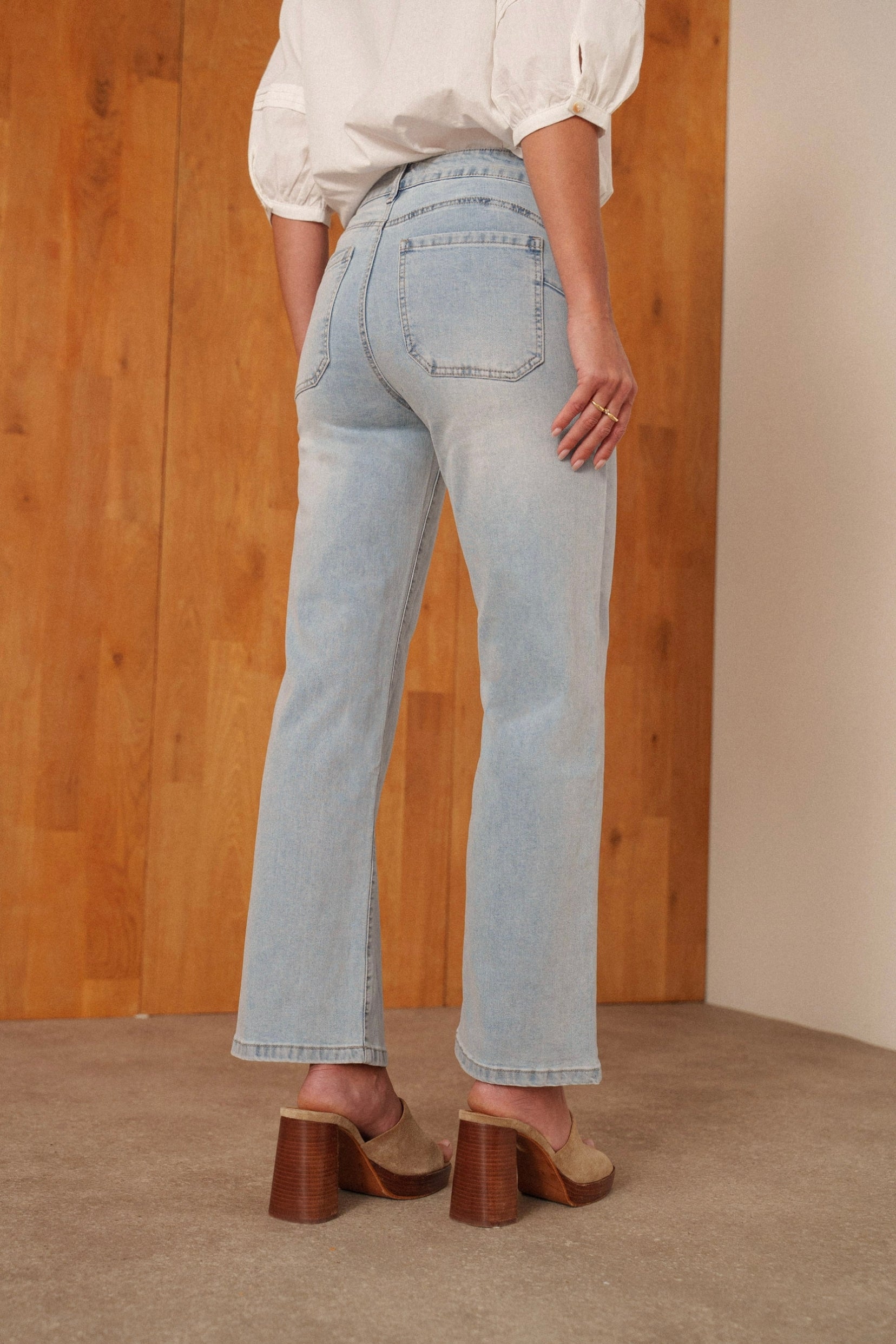 Maison Onado Sofine jean droit clair 7/8 taille mi-haute