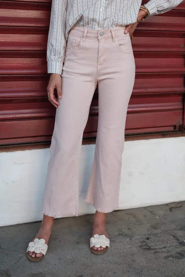 Maison Onado Elaine Rose jean wide leg bleu foncé coton stretch