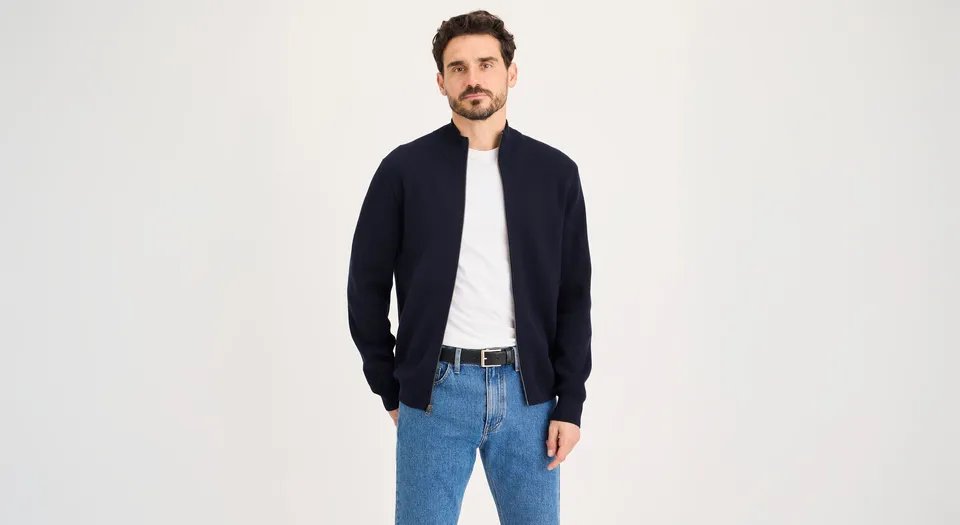 Dockers Full-Zip Sweater pull zippé bleu marine coupe regular