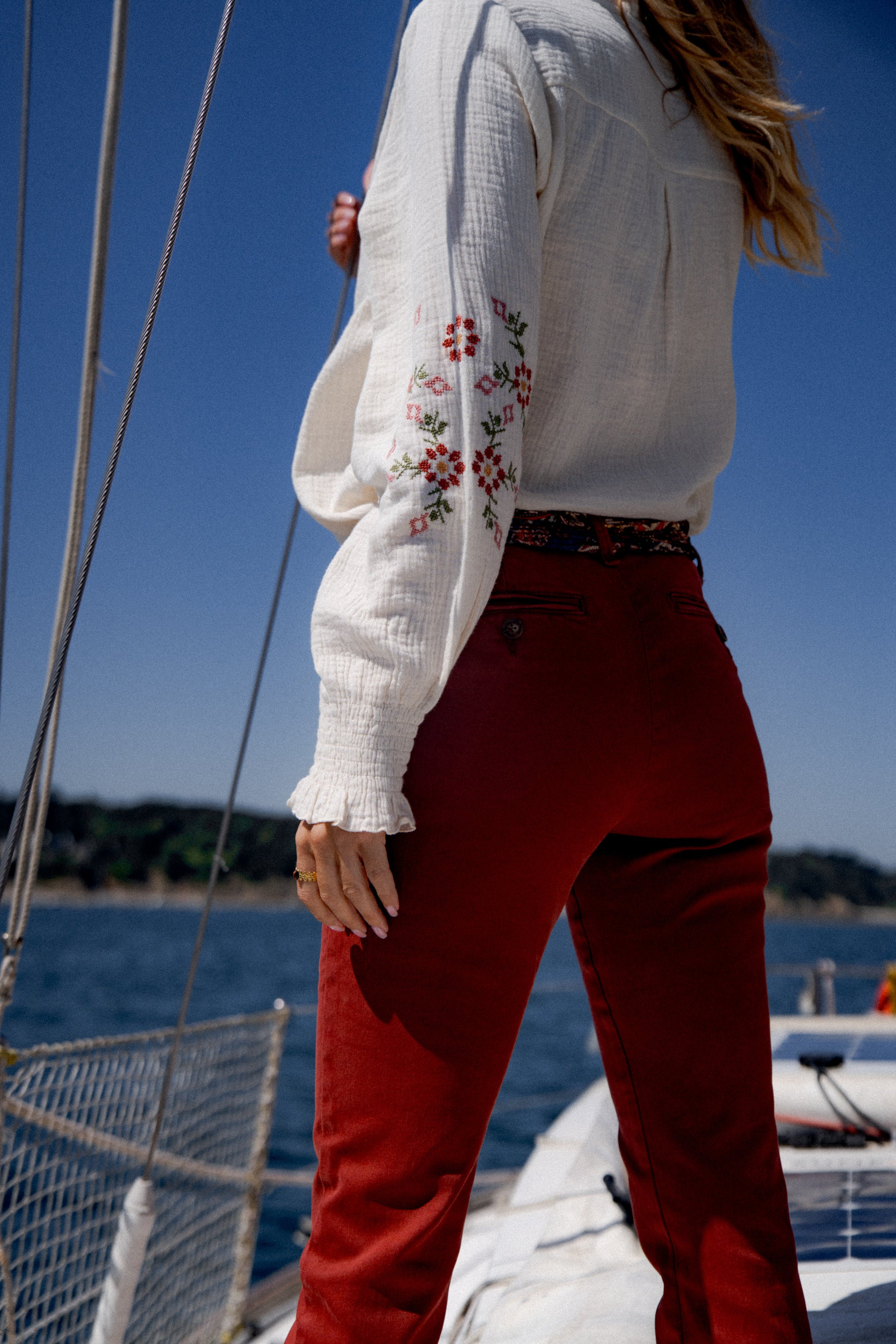 Maison Onado Thalia pantalon chino droit coton ceinture
