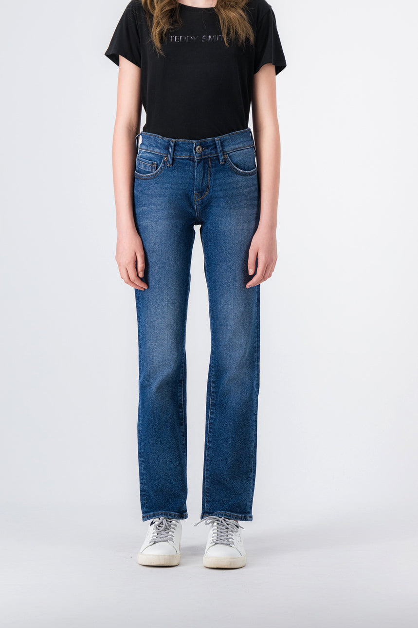 TEDDY SMITH P-PEPPER jean fille indigo vintage stretch 5 poches
